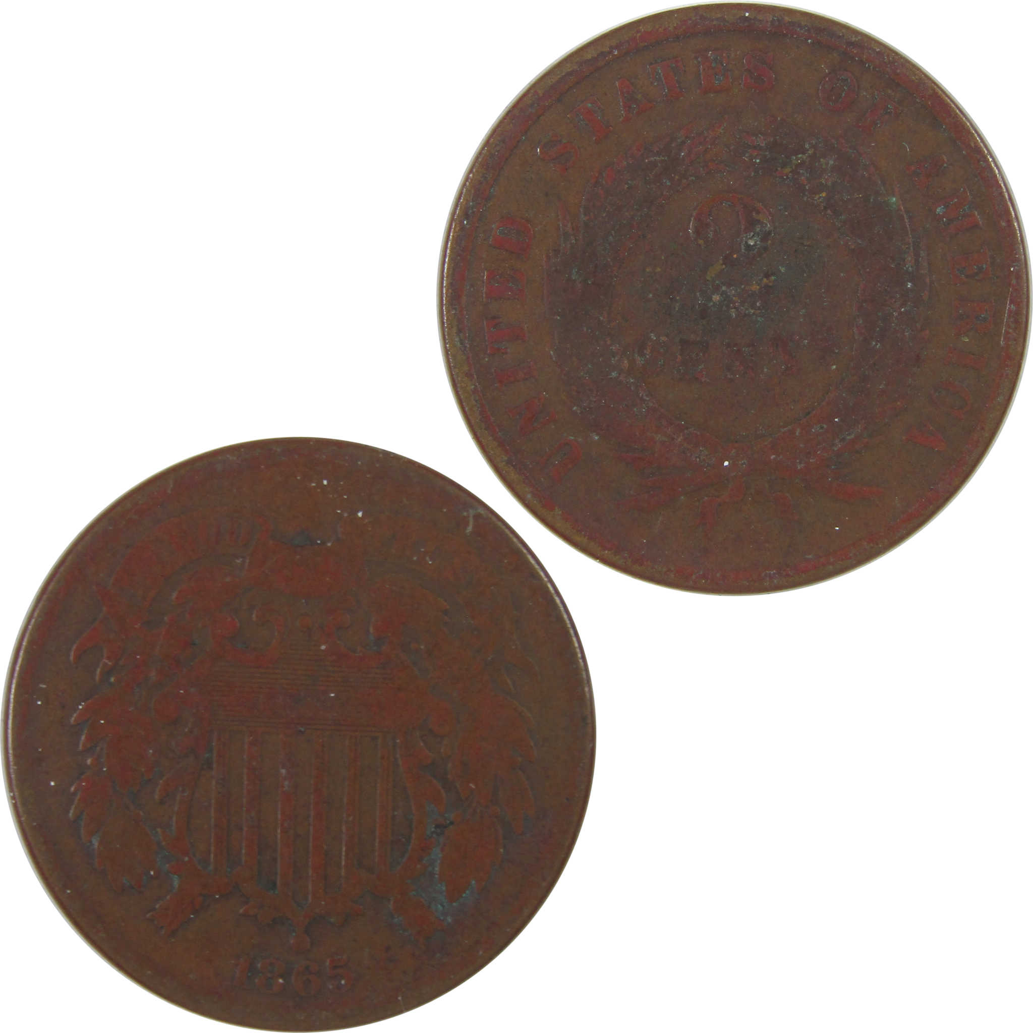 1865 Two Cent Piece AG About Good 2c Coin SKU:I18700