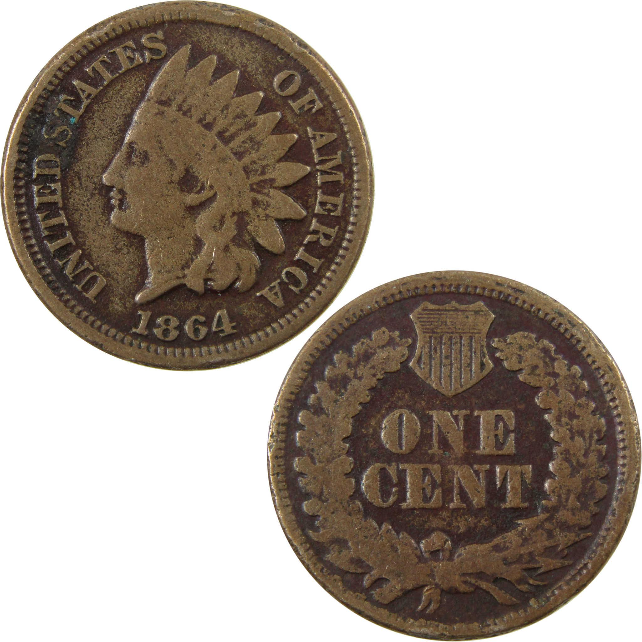 1864 Indian Head Copper-Nickel Cent VG Very Good Penny SKU:CP1127