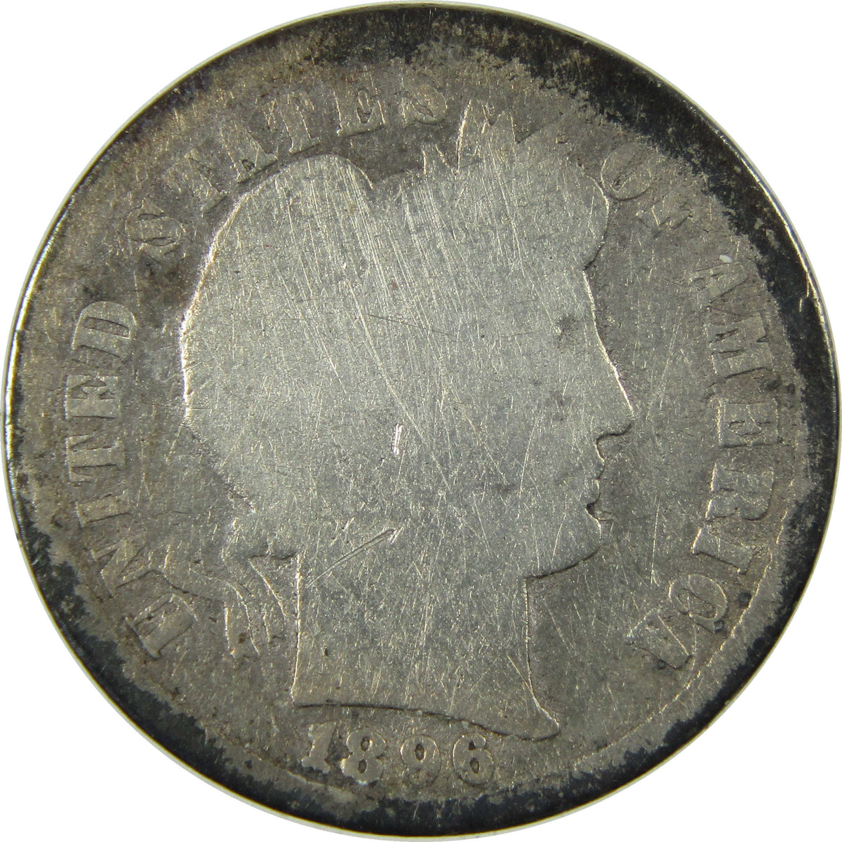 1896 S Barber Silver Dime G Good Details 10c Coin SKU:CP1764