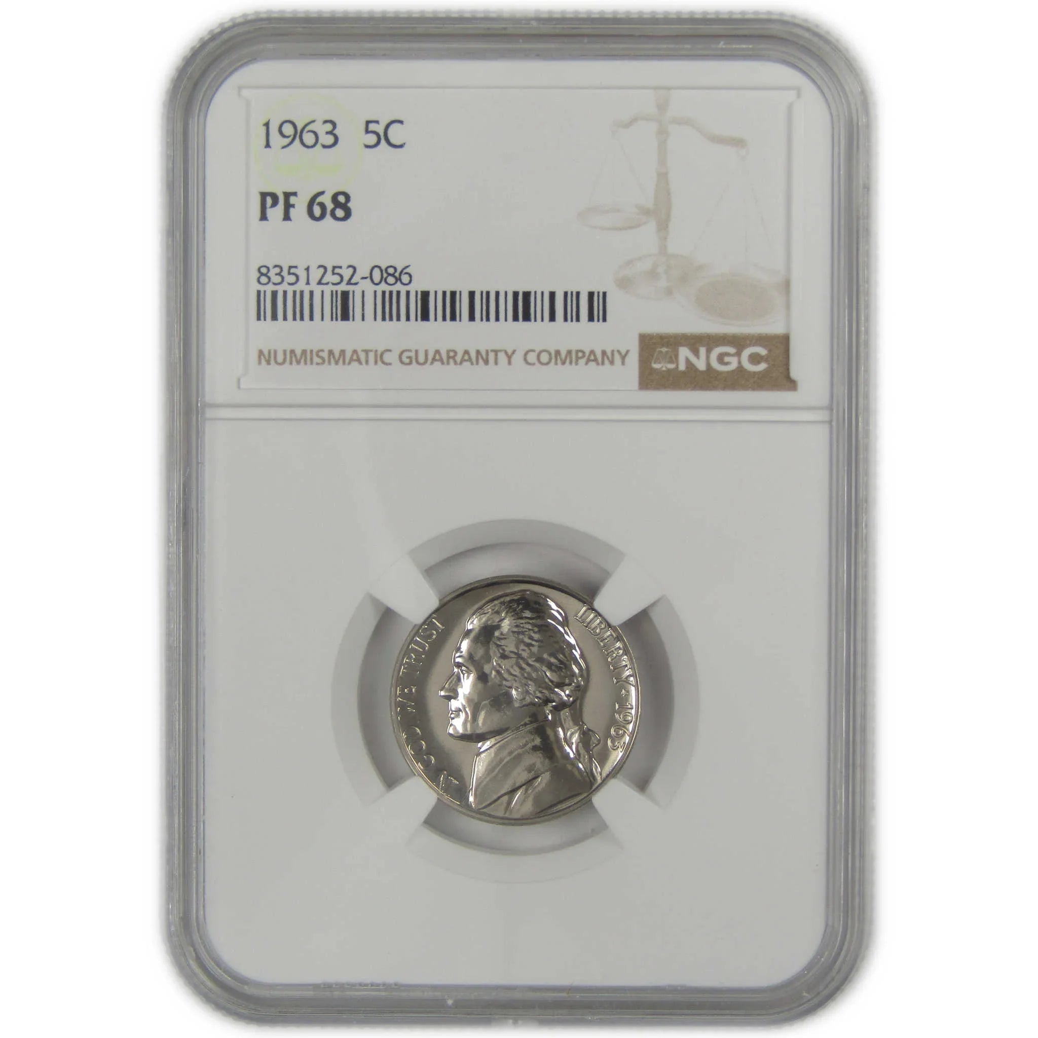 1963 Jefferson Nickel PF 68 NGC Proof 5c Coin SKU:I20650