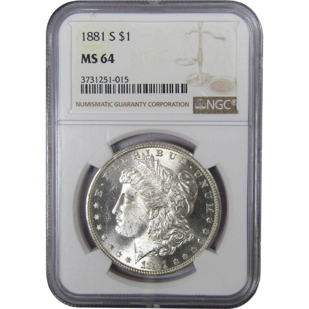 1881 S Morgan Silver Dollar MS 64 NGC Uncirculated $1 Coin Collectible - Morgan coin - Morgan silver dollar - Morgan silver dollar for sale - Profile Coins & Collectibles