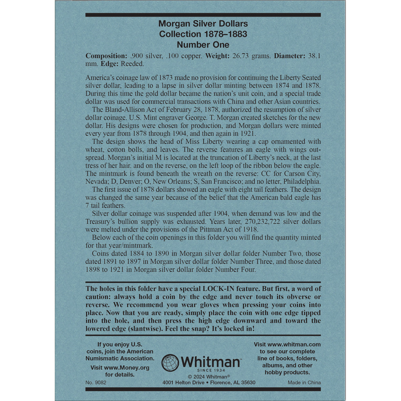 Whitman Morgan Silver Dollar Coin Folder Collection #1 1878-1883