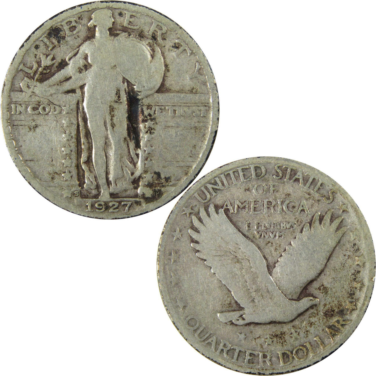 1927 S Standing Liberty Silver Quarter VG Very Good 25c Coin SKU:CP904
