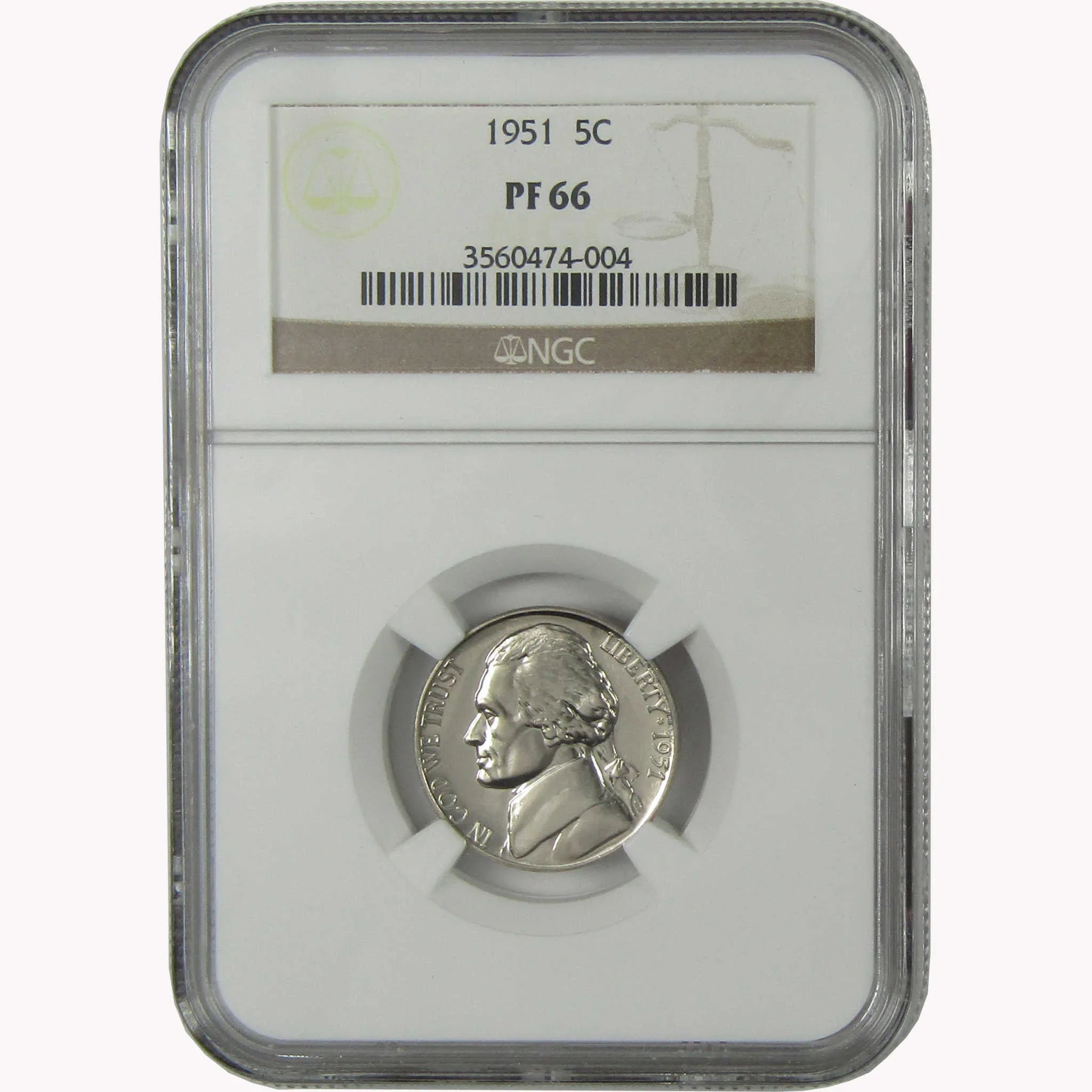 1951 Jefferson Nickel PF 66 NGC Proof 5c Coin SKU:I26430