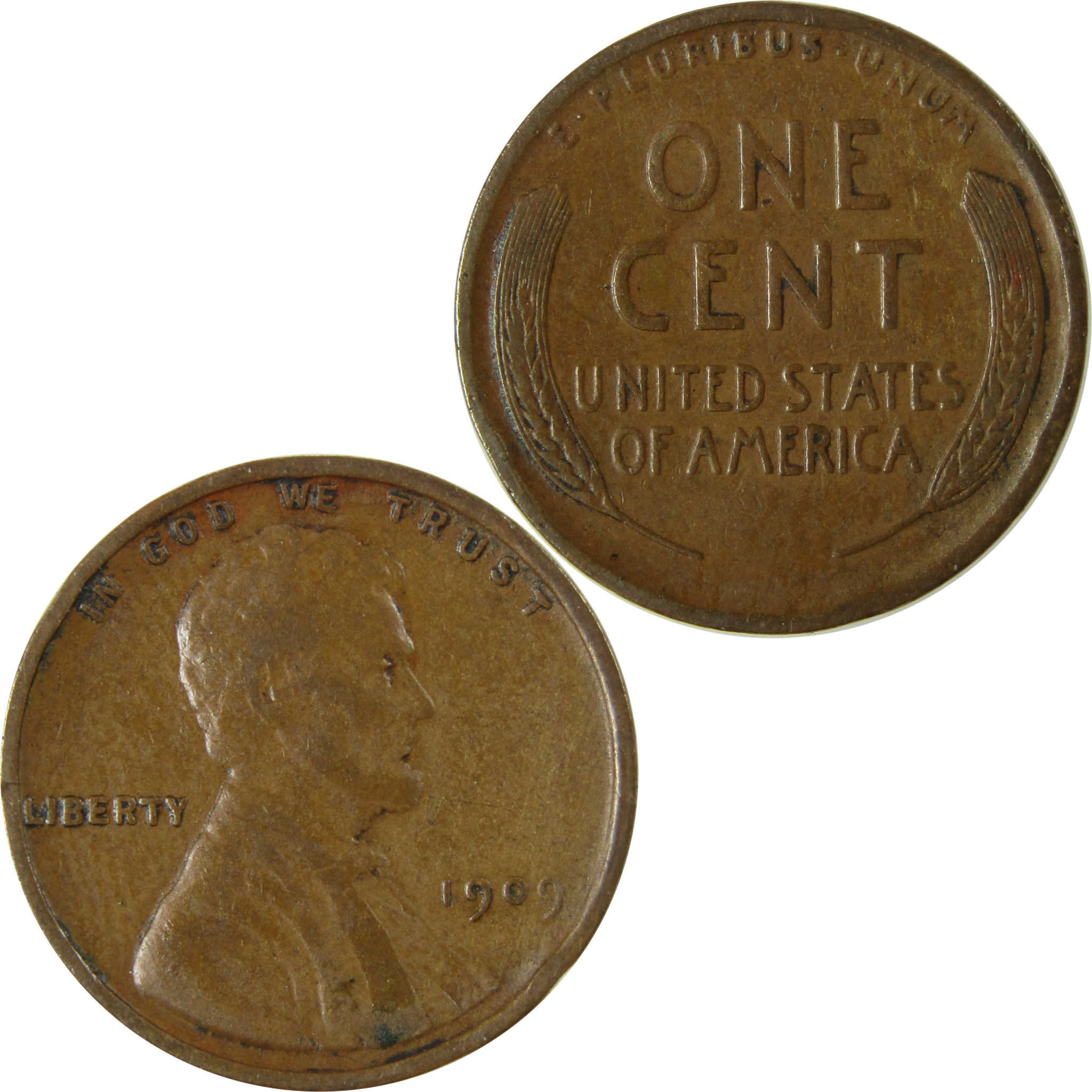 1909 Lincoln Wheat Cent F Fine Details Penny 1c Coin SKU:I26324