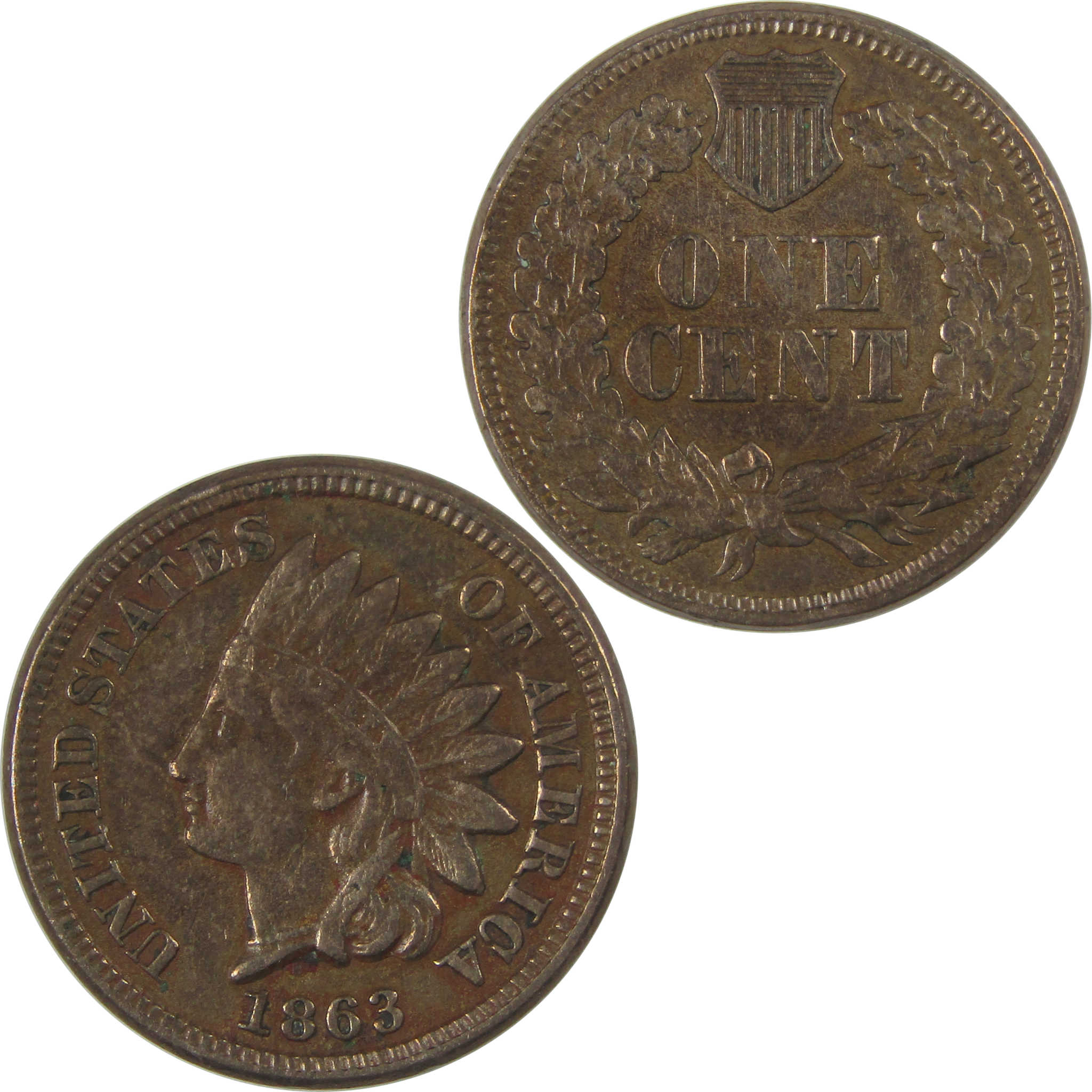 1863 Indian Head Cent VF Very Fine Details Penny 1c Coin SKU:I23254