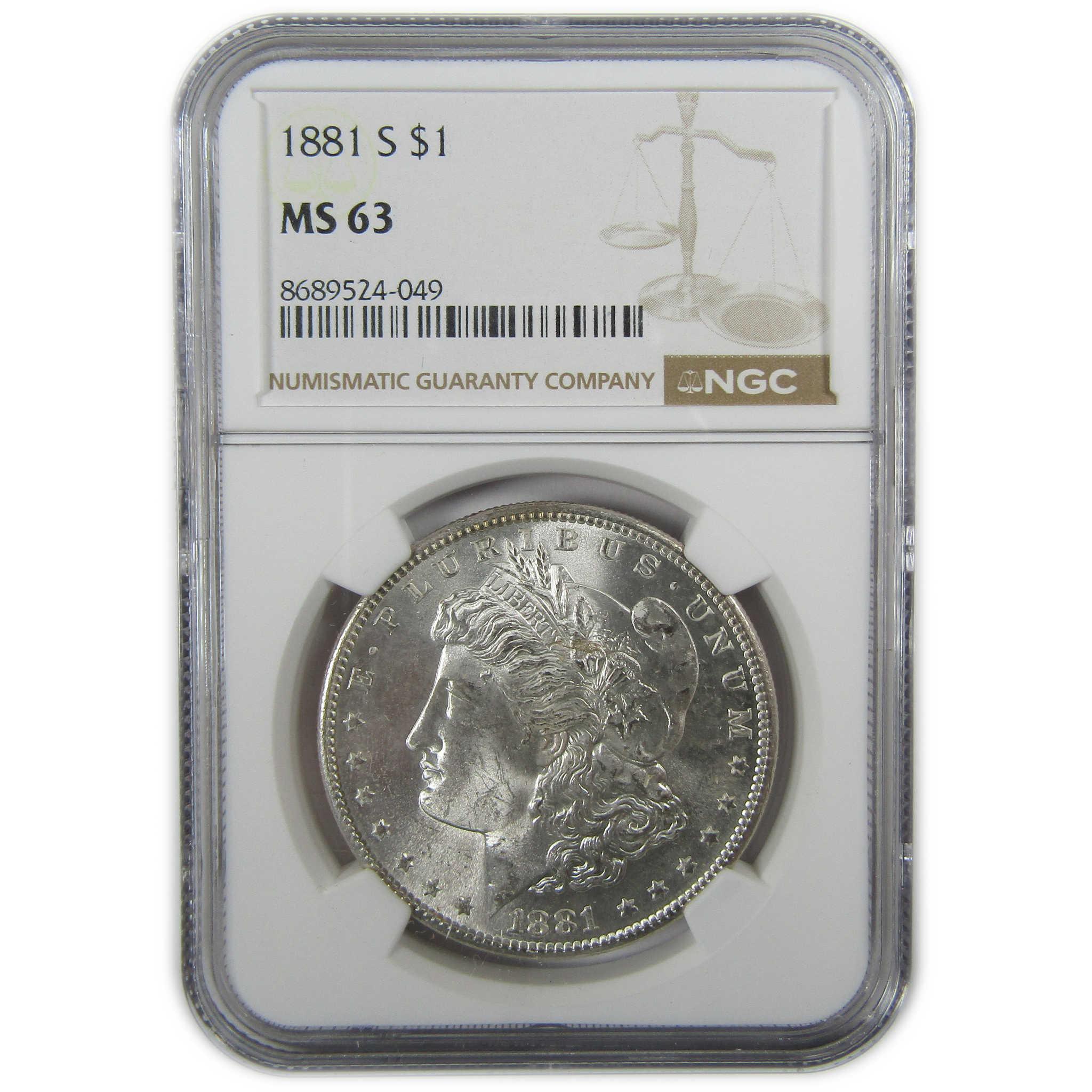 1881 S Morgan Silver Dollar MS 63 NGC Uncirculated $1 Coin SKU:CP397 - Morgan coin - Morgan silver dollar - Morgan silver dollar for sale - Profile Coins & Collectibles