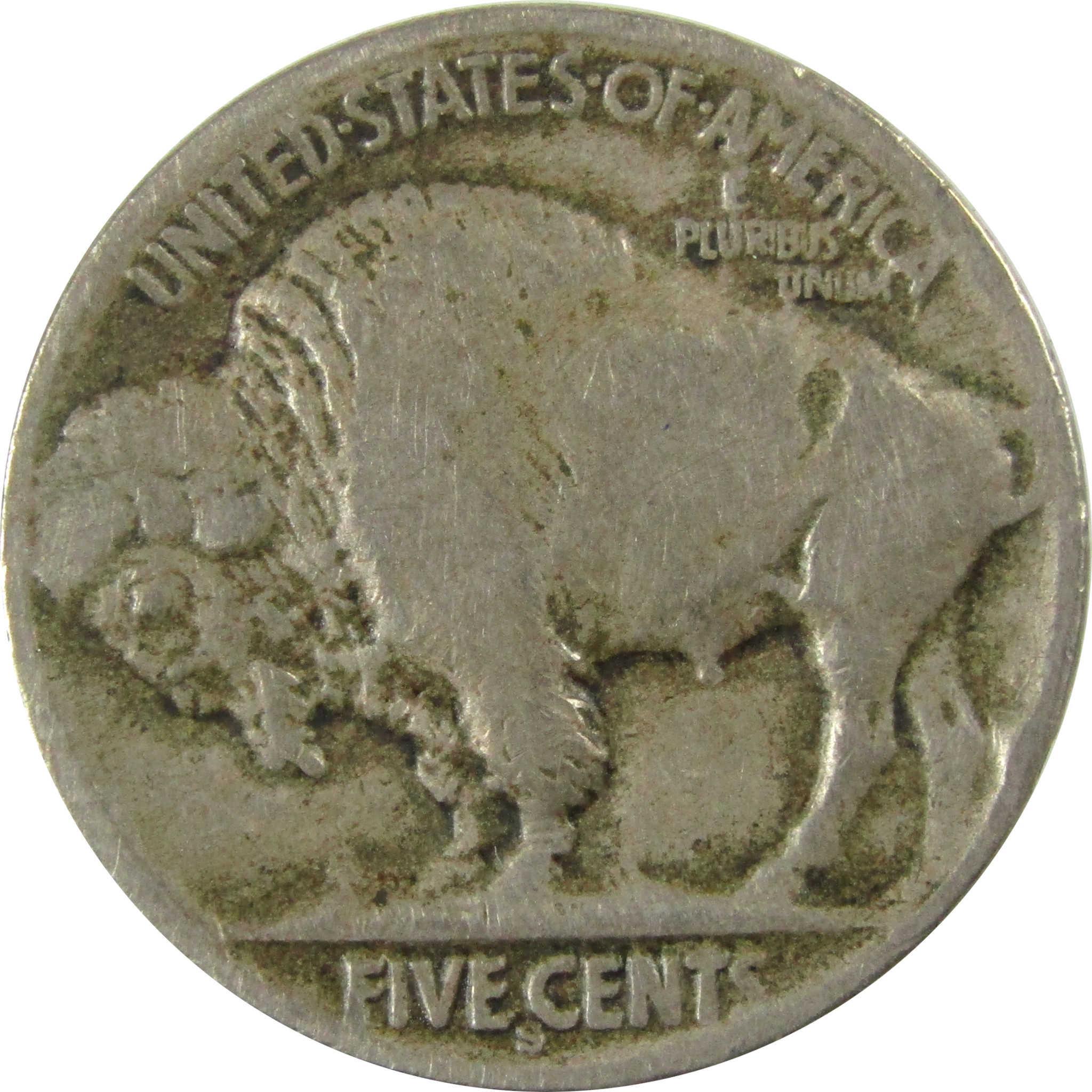 1913 S Type 2 Indian Head Buffalo Nickel F Fine 5c Coin SKU:CP734