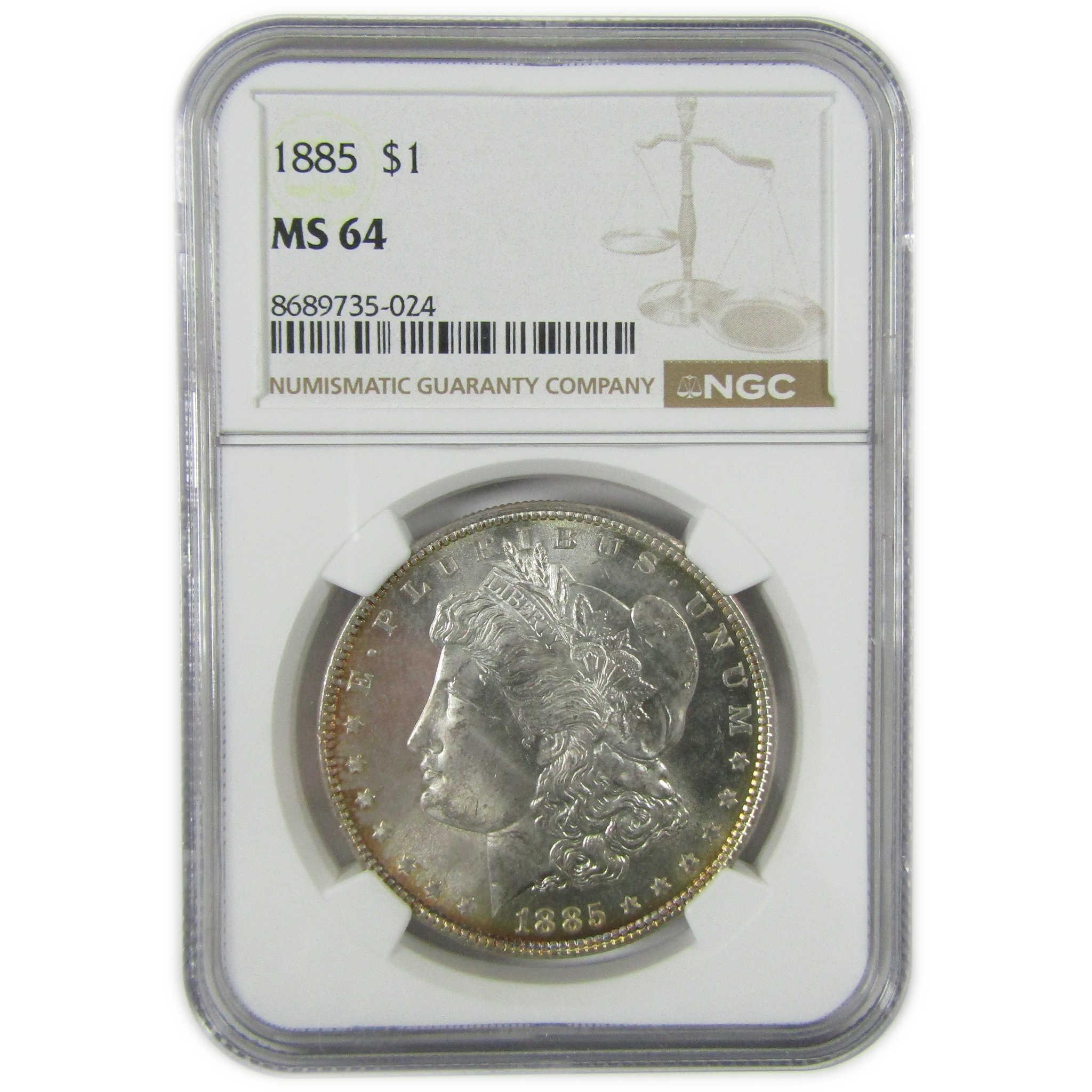 1885 Morgan Silver Dollar MS 64 NGC Uncirculated $1 Coin SKU:CP463 - Morgan coin - Morgan silver dollar - Morgan silver dollar for sale - Profile Coins & Collectibles