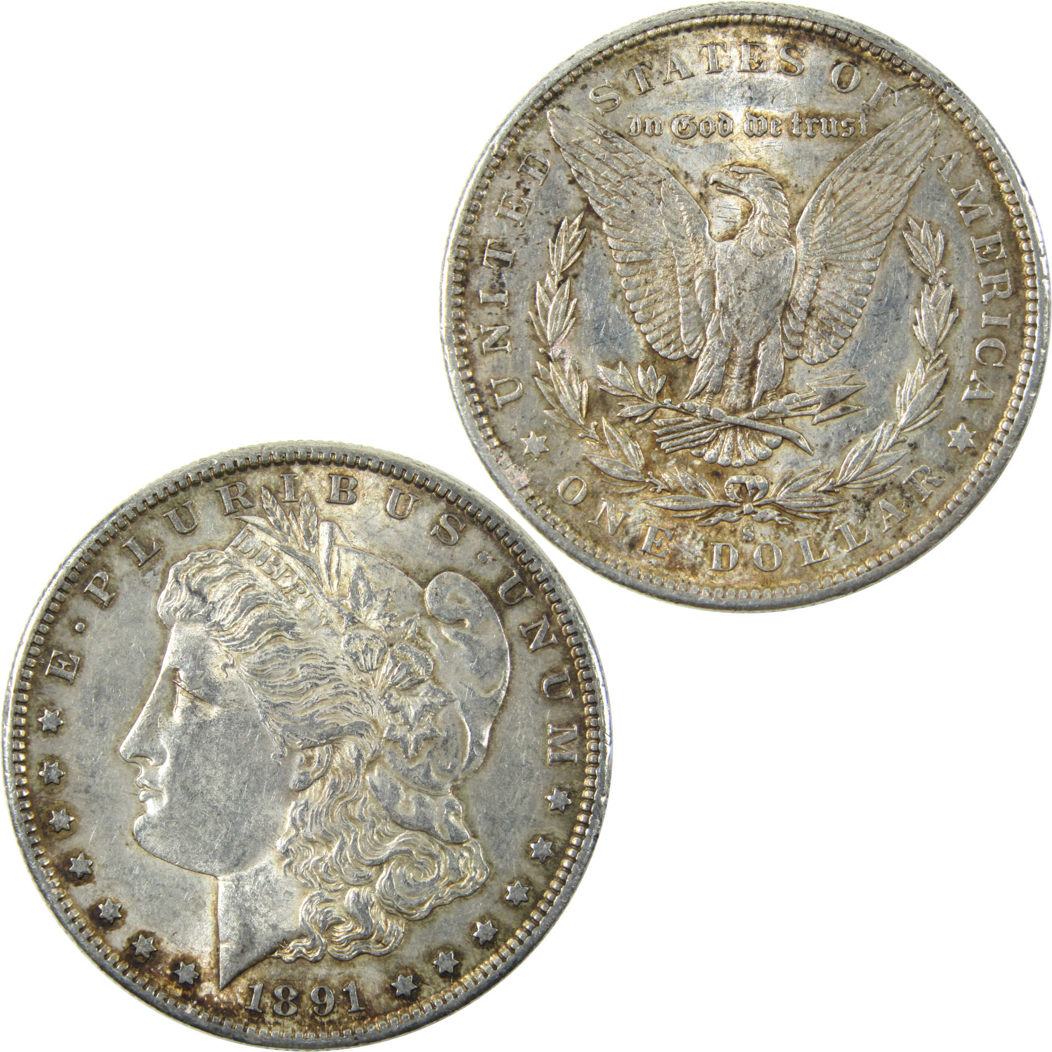 1891 S Morgan Dollar AU About Uncirculated Silver $1 Coin SKU:I14189 - Morgan coin - Morgan silver dollar - Morgan silver dollar for sale - Profile Coins & Collectibles