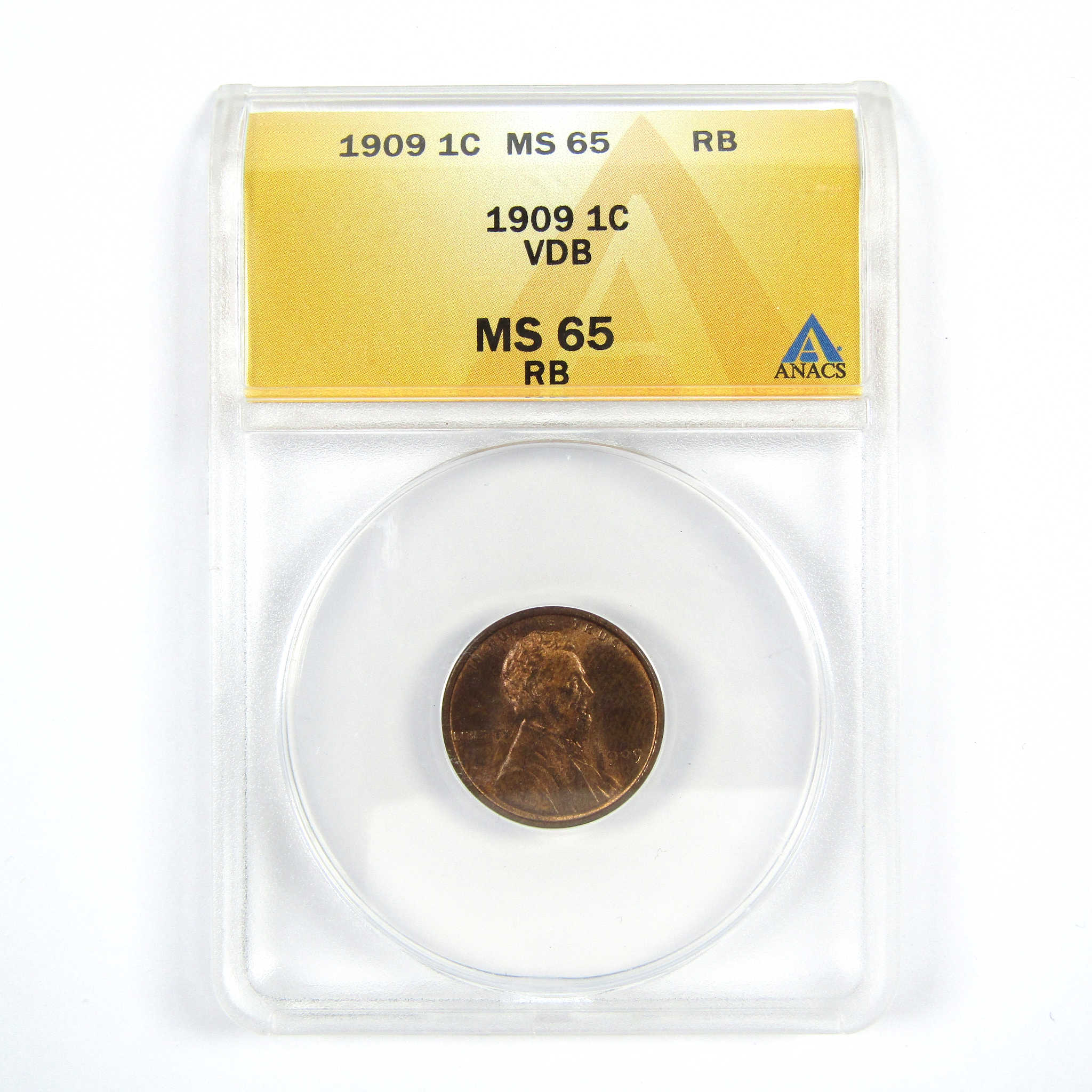 1909 VDB Lincoln Wheat Cent MS 65 RB ANACS Penny 1c SKU:CPC7394