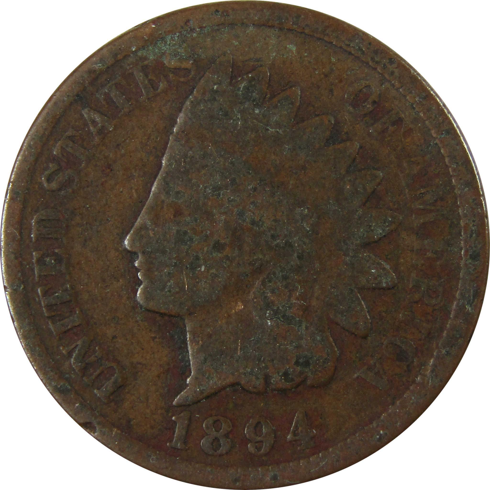 1894 Indian Head Cent G Good Details Penny 1c Coin SKU:I26541