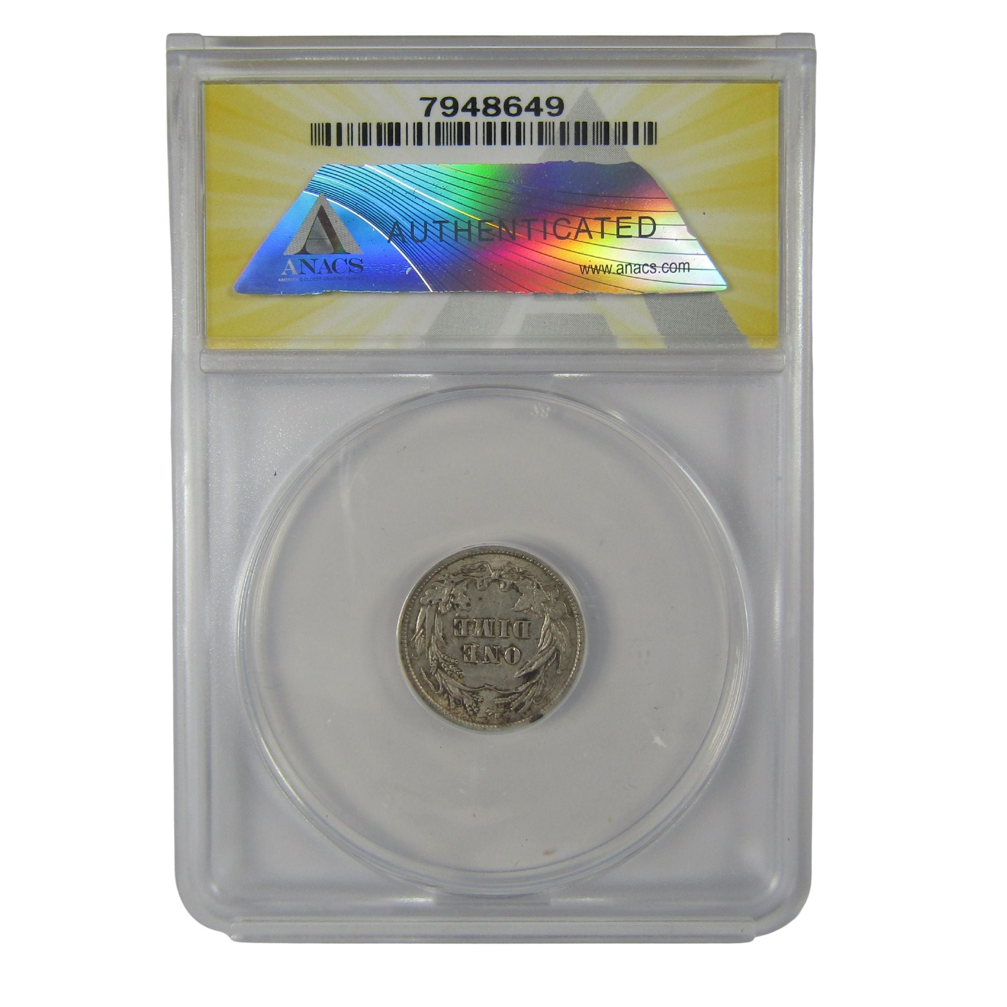 1912 Barber Dime AU 53 ANACS Silver 10c Coin SKU:I23026