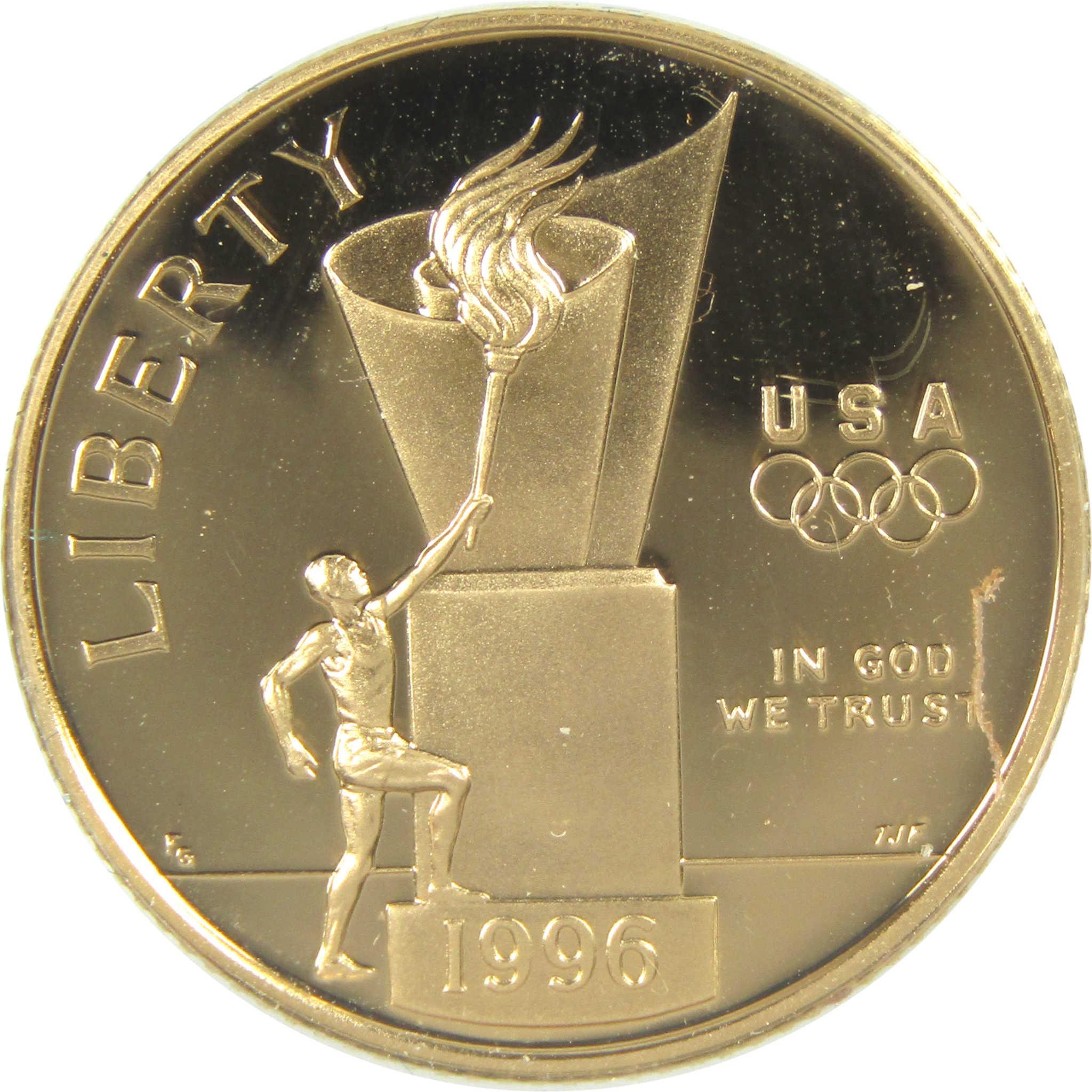 1996 W Atlanta Olympic Games Cauldron Commemorative Gold Proof $5 Coin