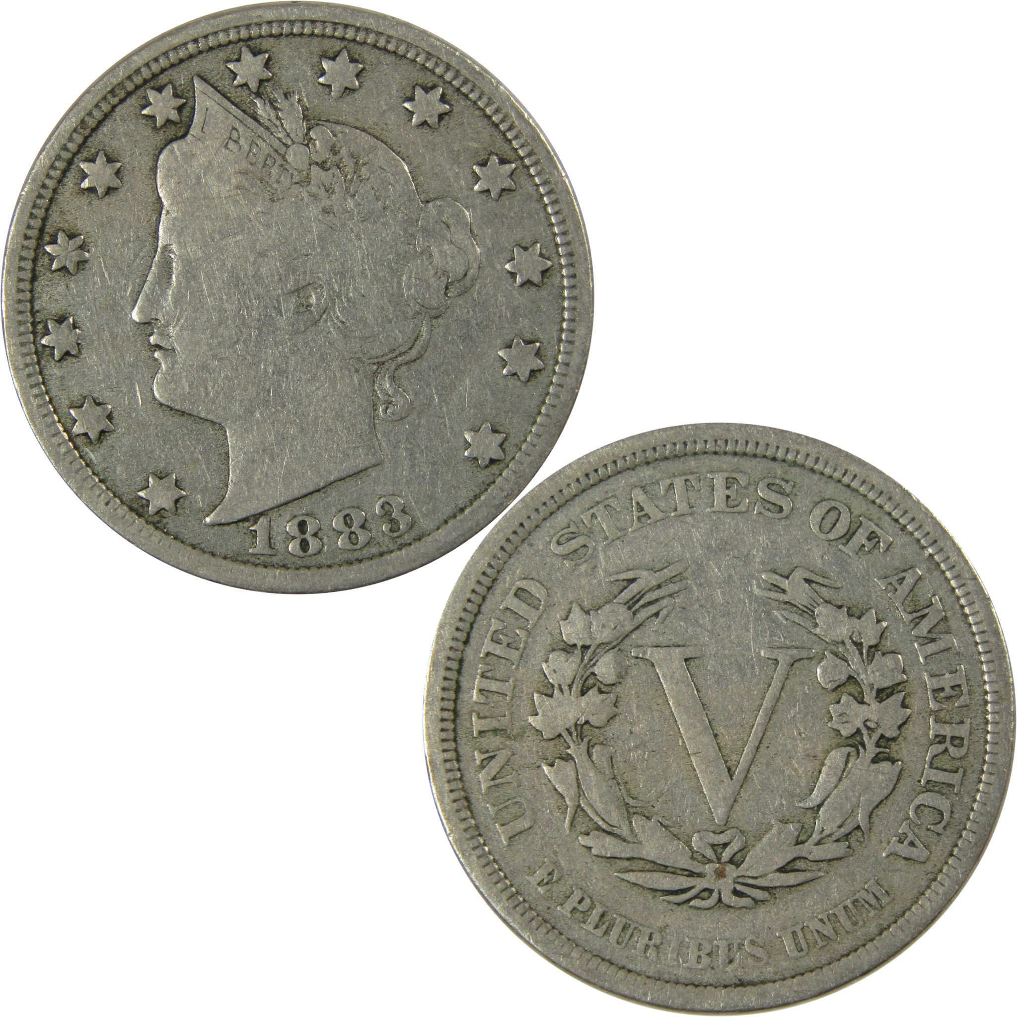 1883 No Cents Liberty Head V Nickel VG Very Good 5c Coin SKU:I26495