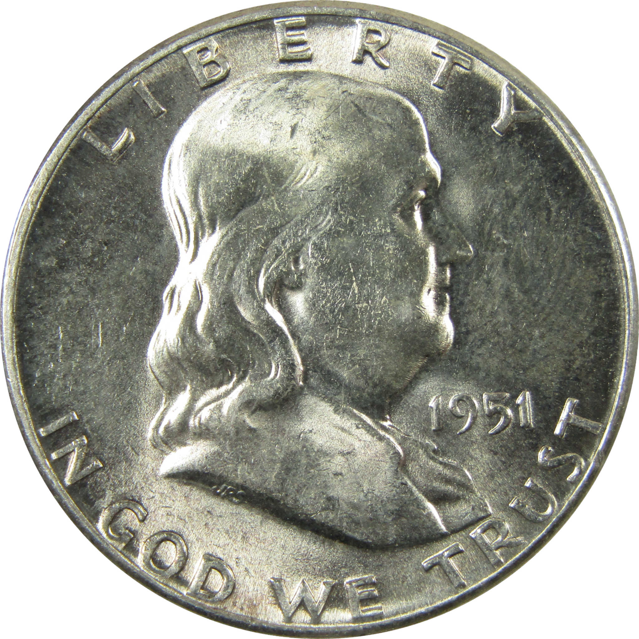 1951 Franklin Silver Half Dollar Uncirculated Mint State SKU:I28113