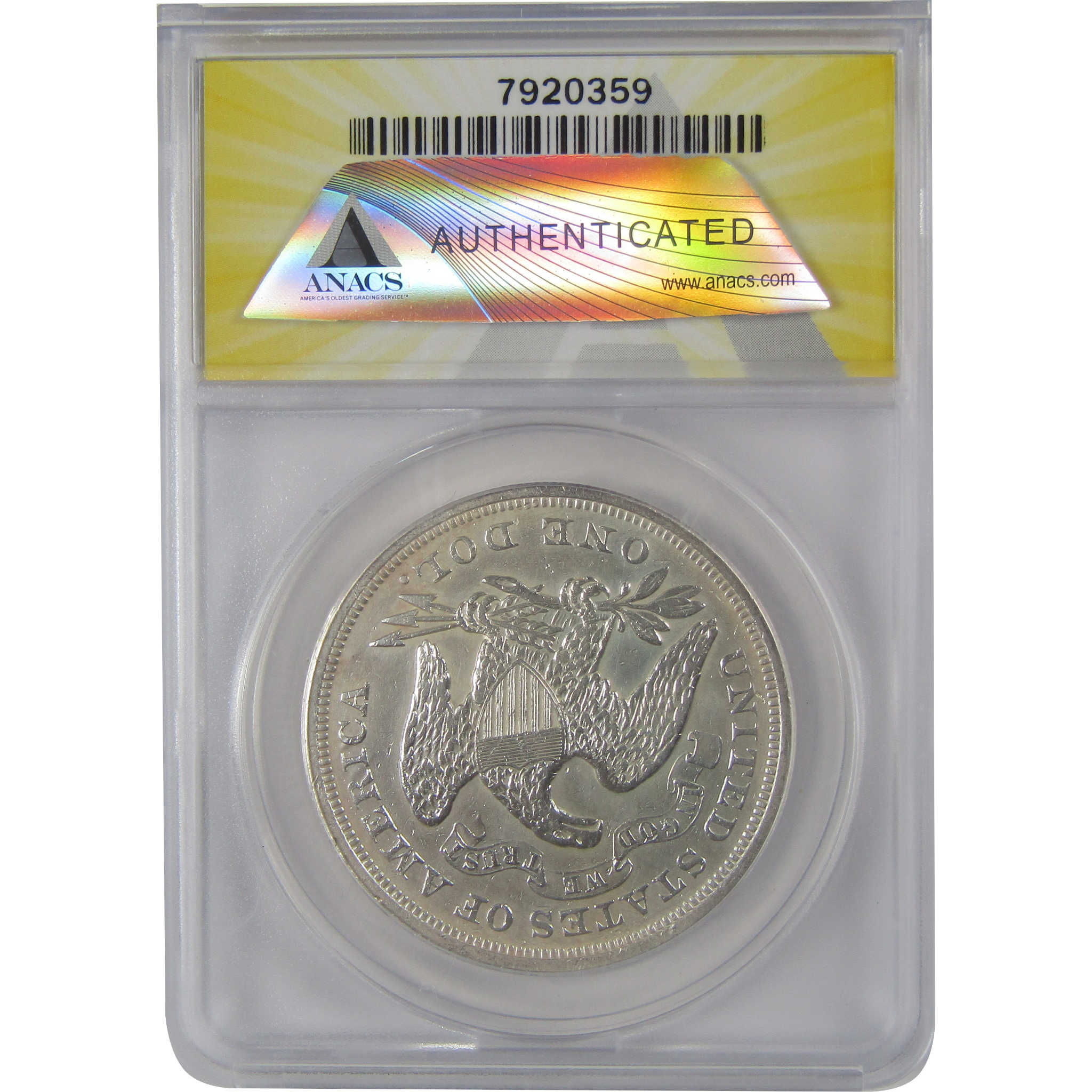 1871 Seated Liberty Dollar AU 50 Details ANACS Silver SKU:CP139