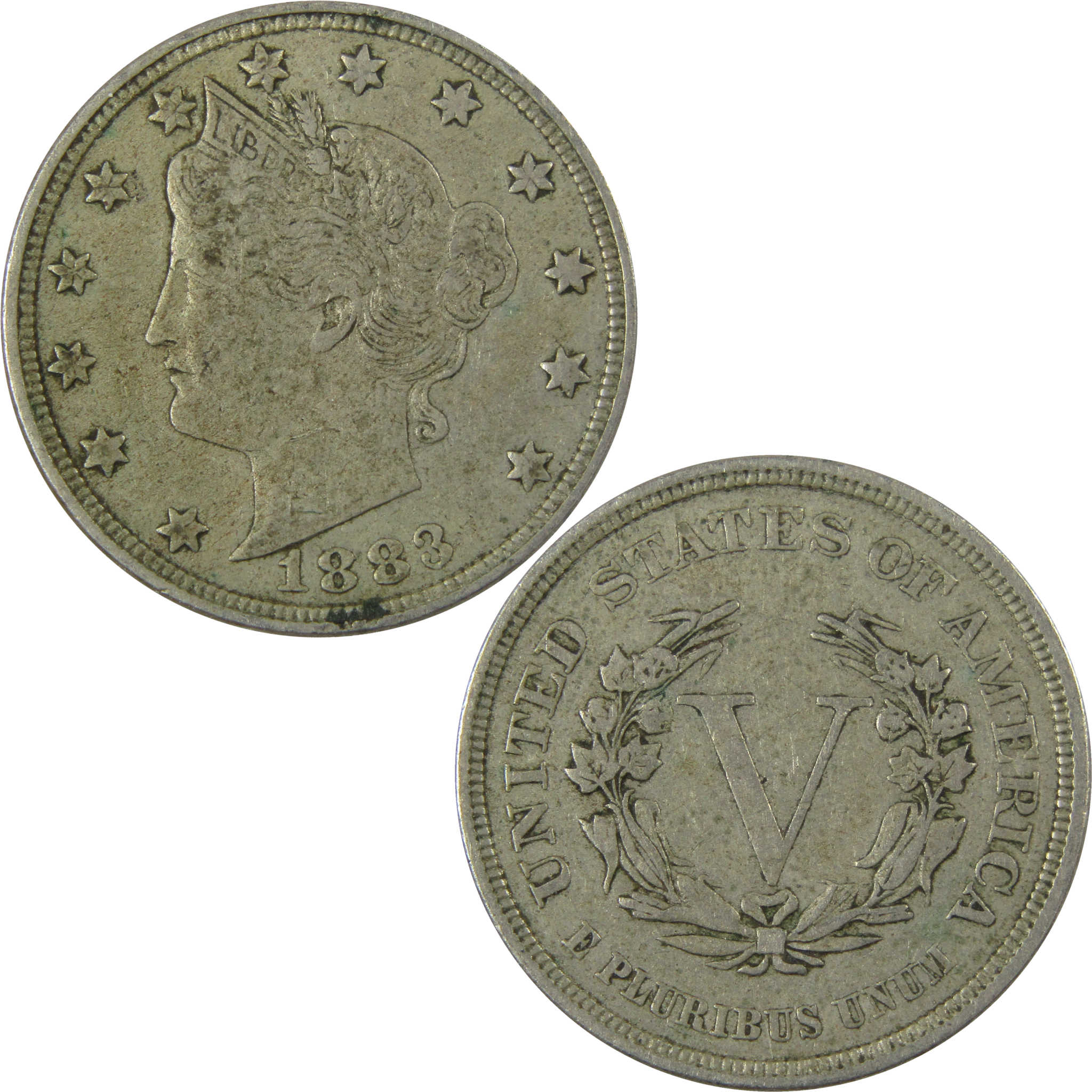 1883 With Cents Liberty Head V Nickel F Fine 5c Coin SKU:I27229