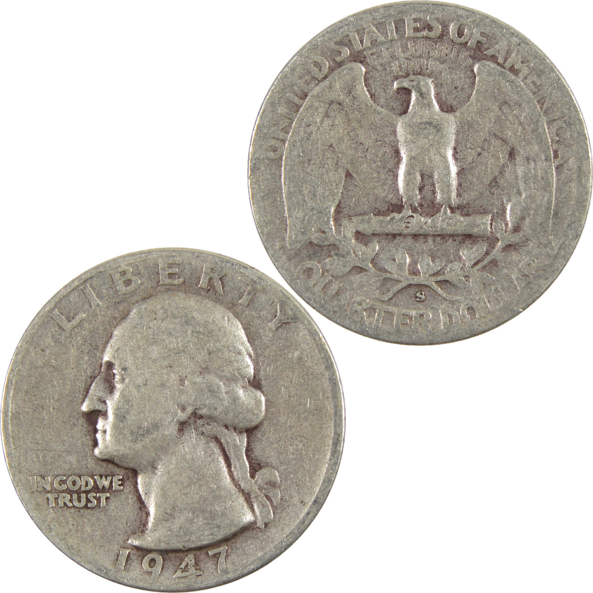 1947 S Washington Quarter Circulated Silver 25c Coin Collectible