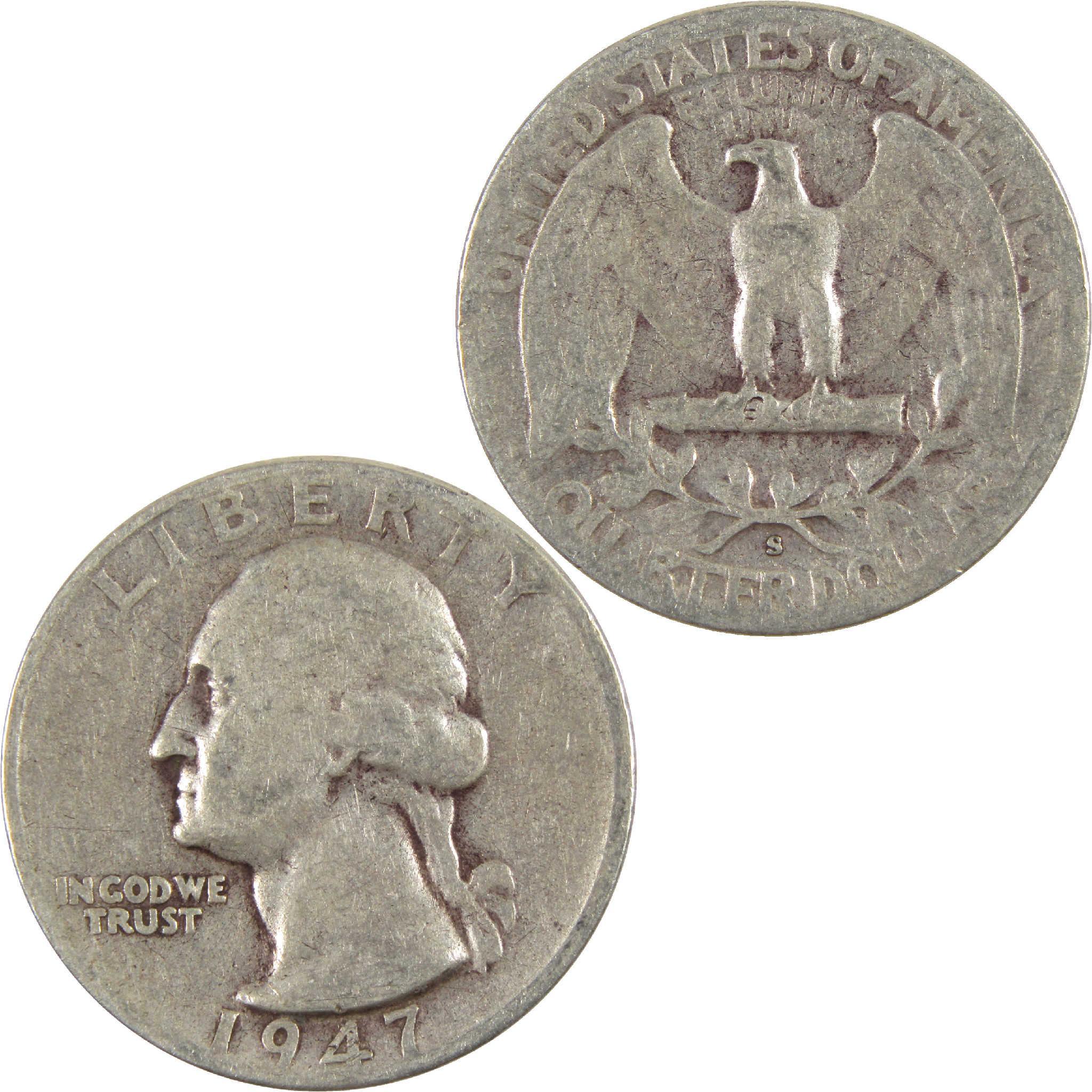 1947 S Washington Quarter Circulated Silver 25c Coin Collectible