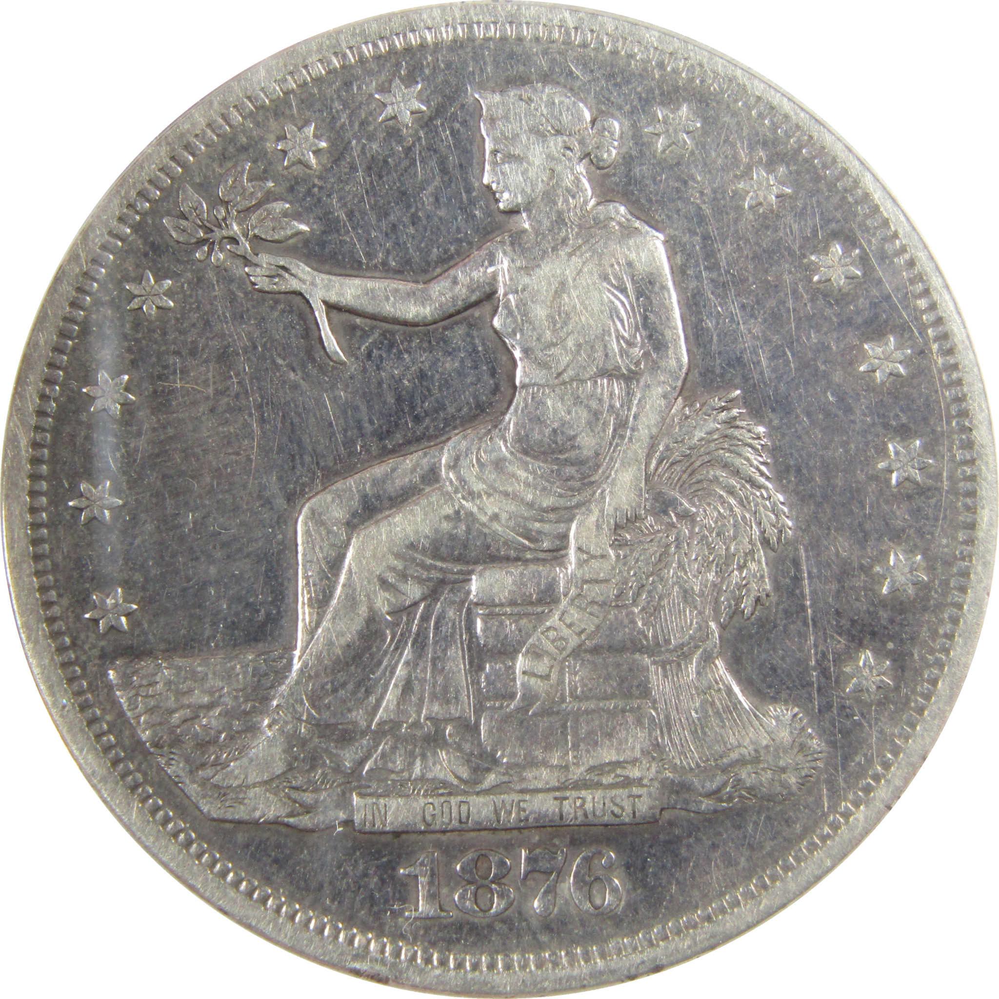1876 S Trade Silver Dollar VF 25 Details ANACS $1 Coin SKU:I28042