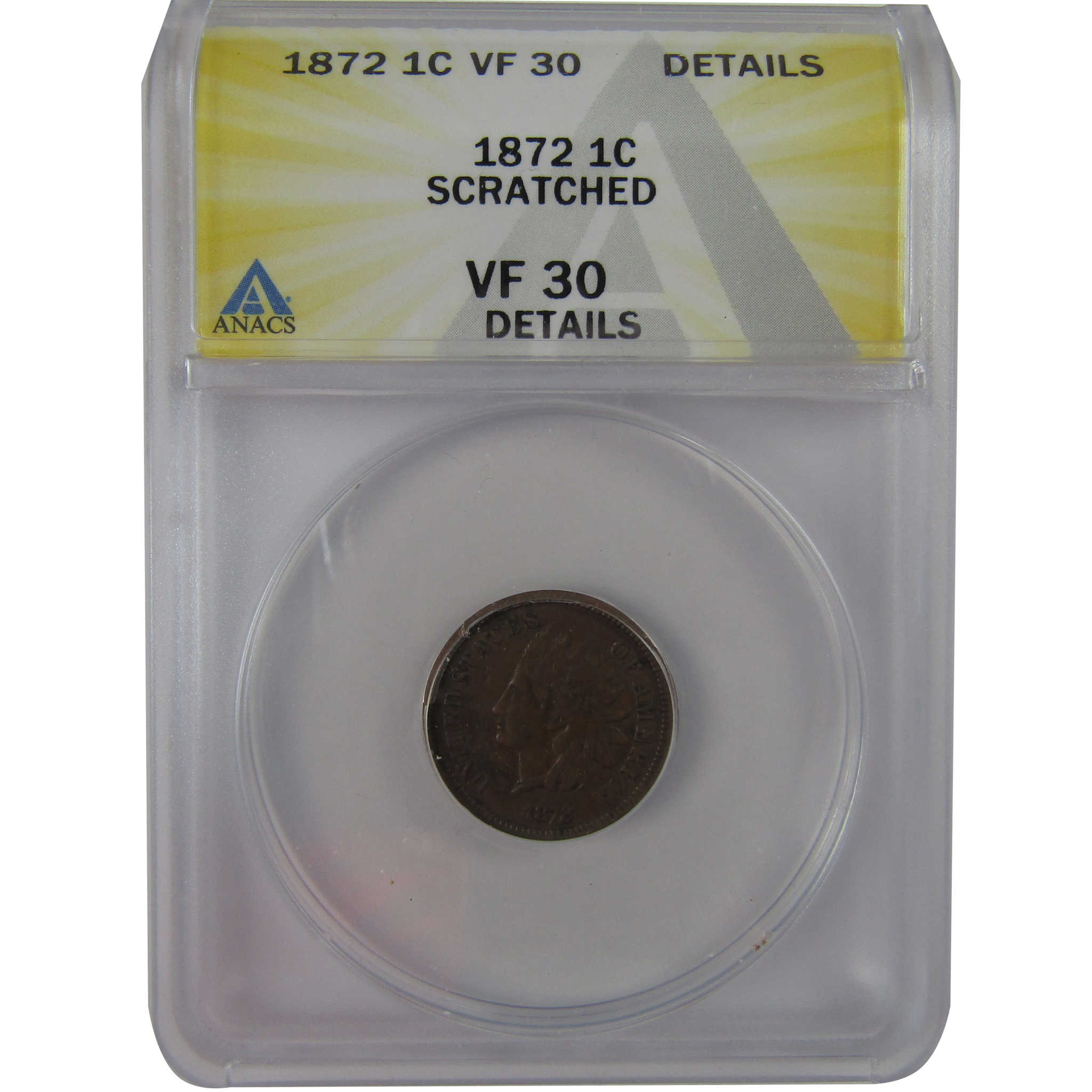 1872 Indian Head Cent VF 30 Details ANACS Penny 1c Coin SKU:CPC1186