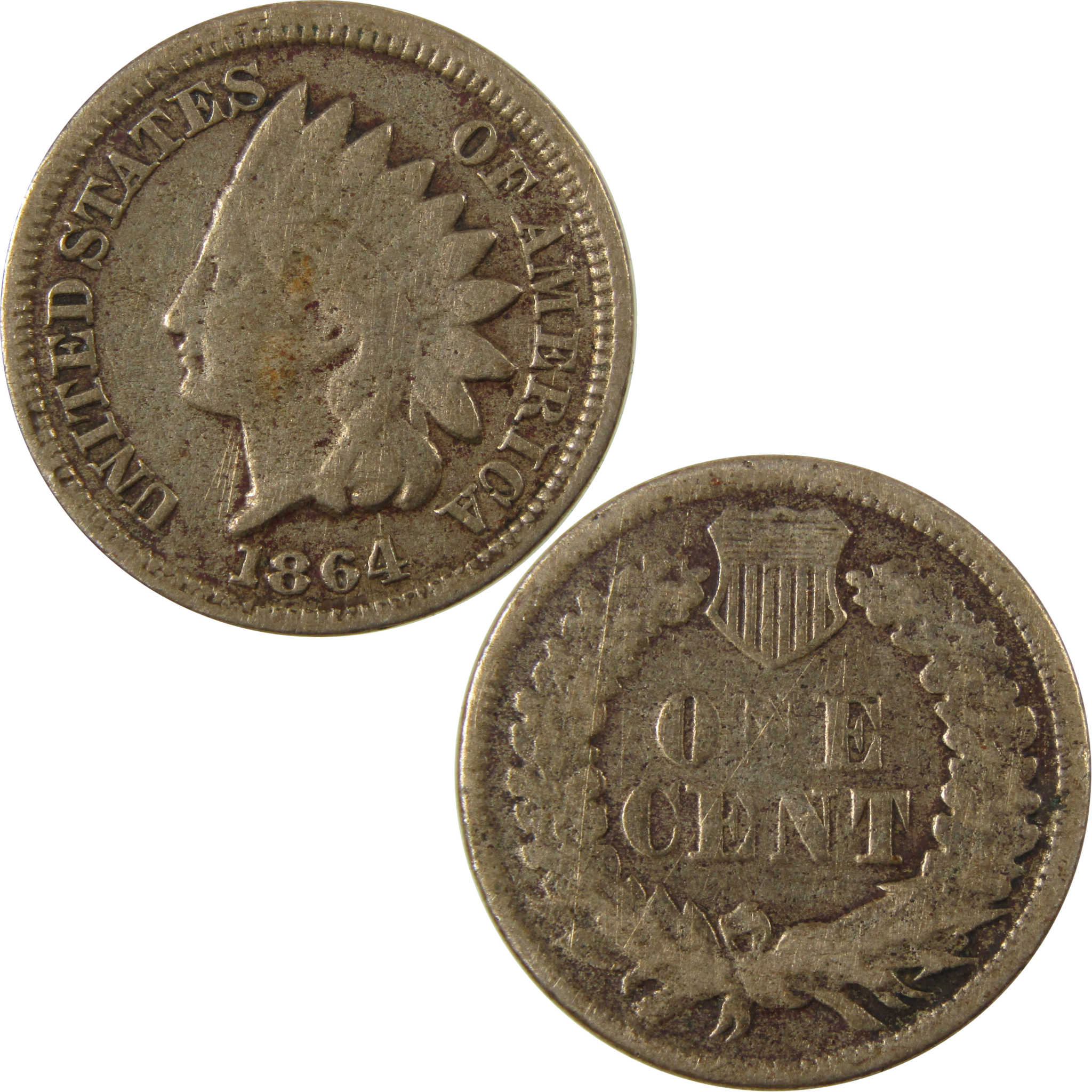 1864 Indian Head Copper-Nickel Cent G Good Details Penny 1c Coin Collectible SKU:CP1211