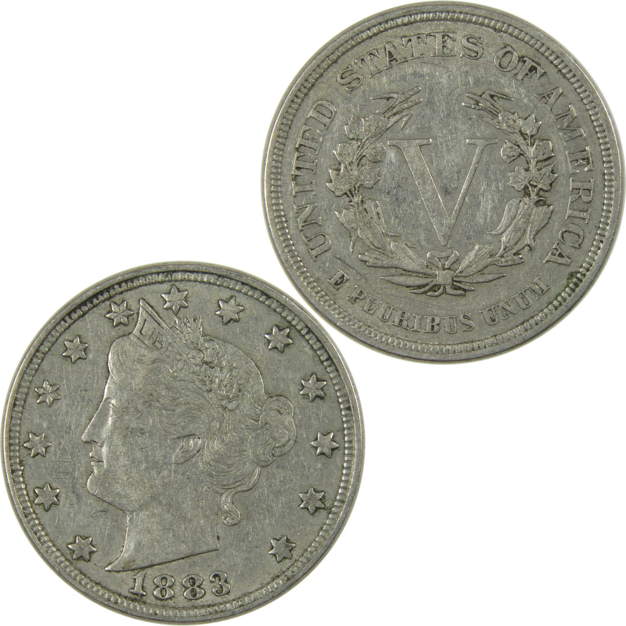 1883 No Cents Liberty Head V Nickel VF Very Fine 5c Coin SKU:I27238