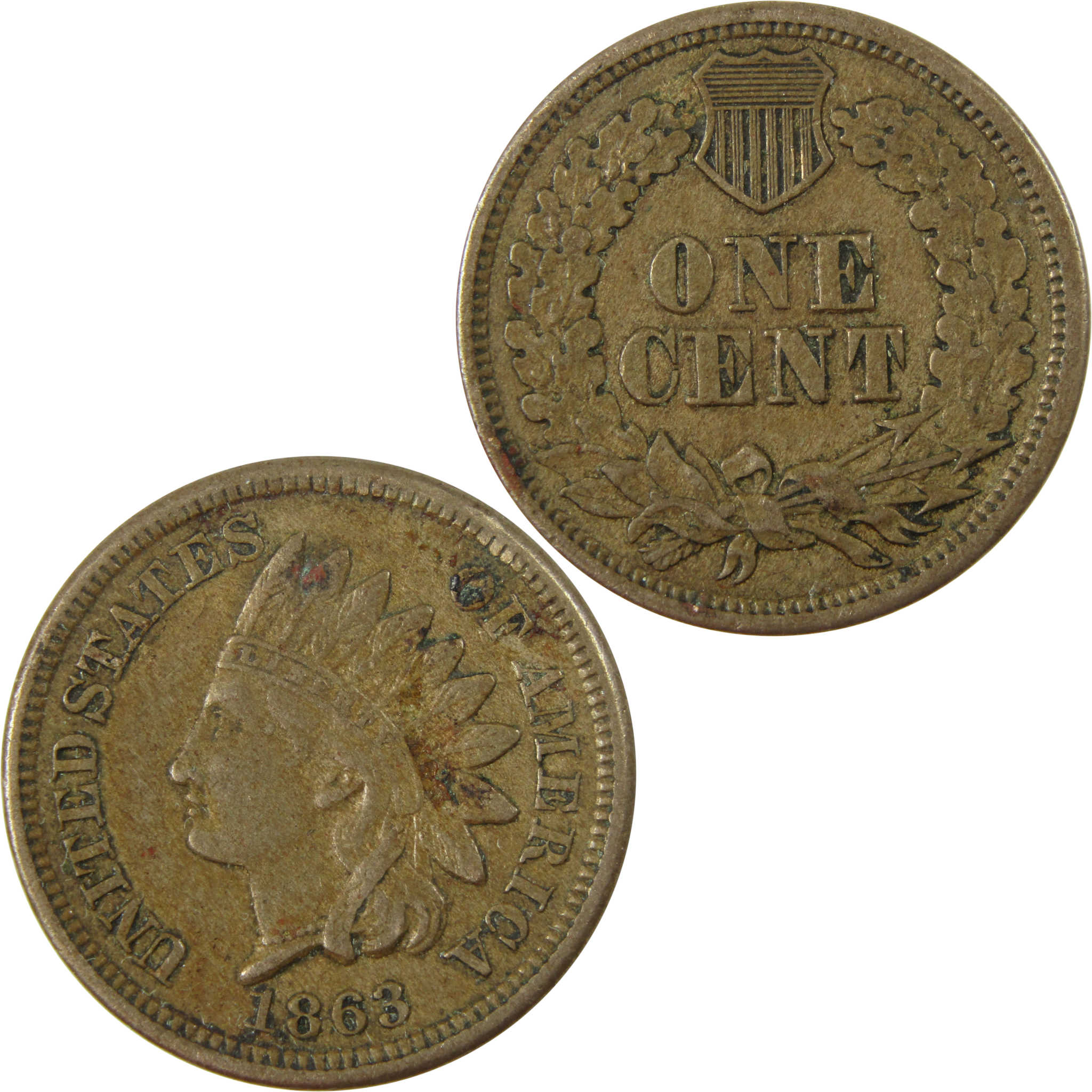 1863 Indian Head Cent XF EF Extremely Fine Penny 1c Coin SKU:CP1227