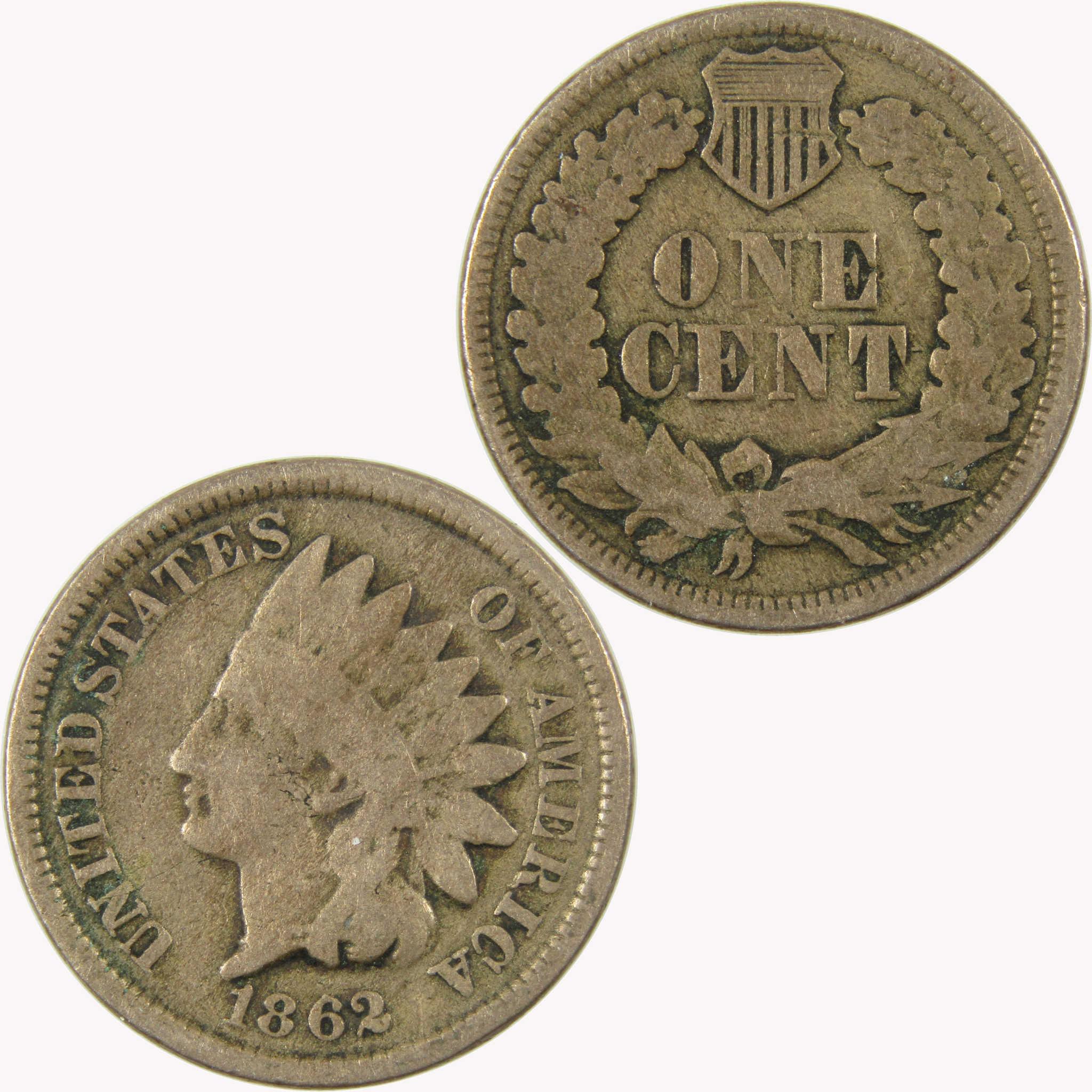 1862 Indian Head Cent G Good Penny 1c Coin SKU:CP1089