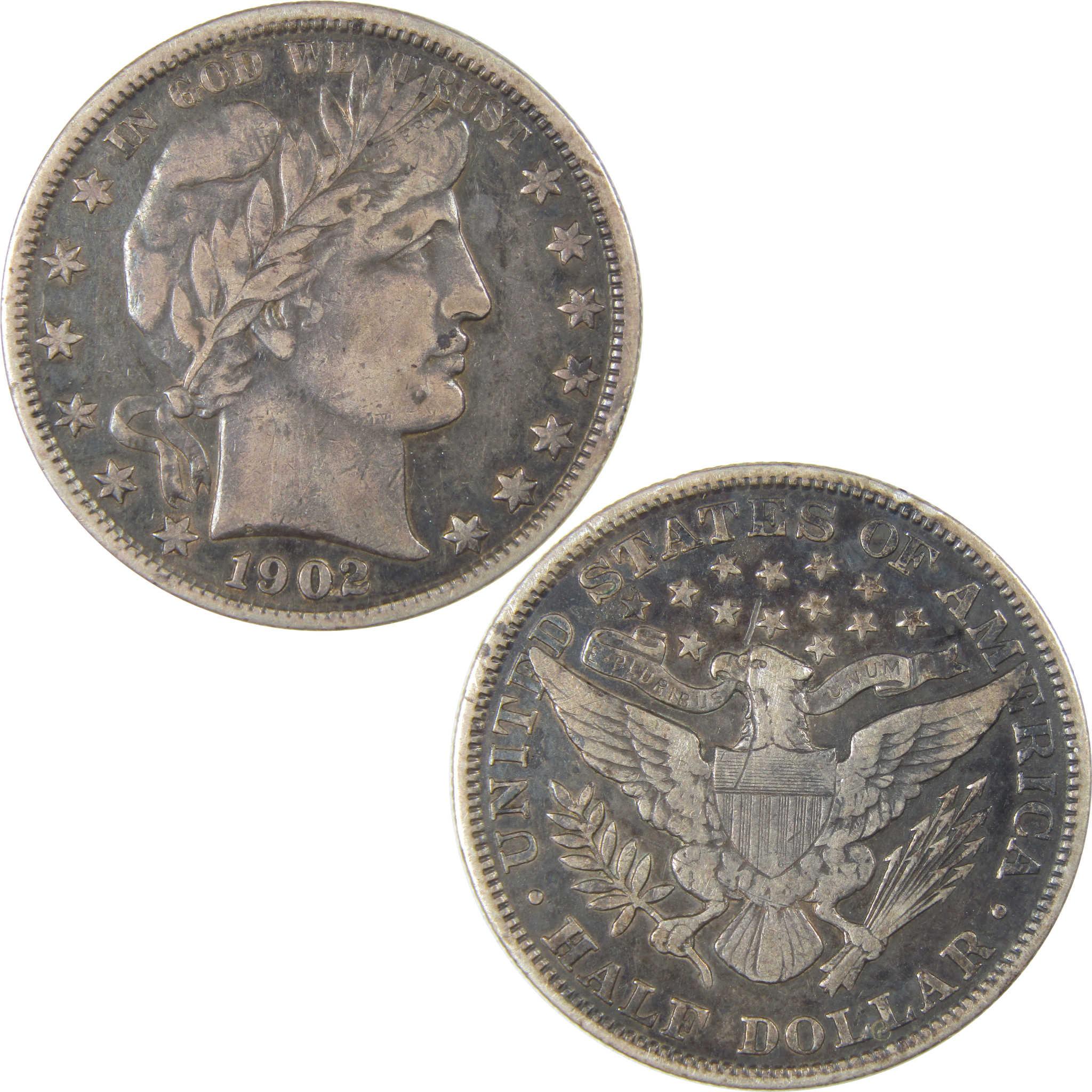1902 Barber Silver Half Dollar VF Very Fine 50c Coin SKU:I24221