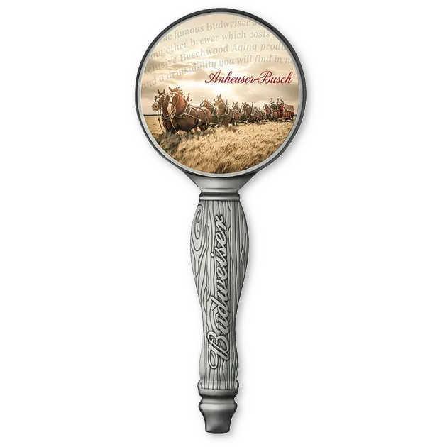 Budweiser Clydesdales in Field White Brass Tap Handle Bar Collectible