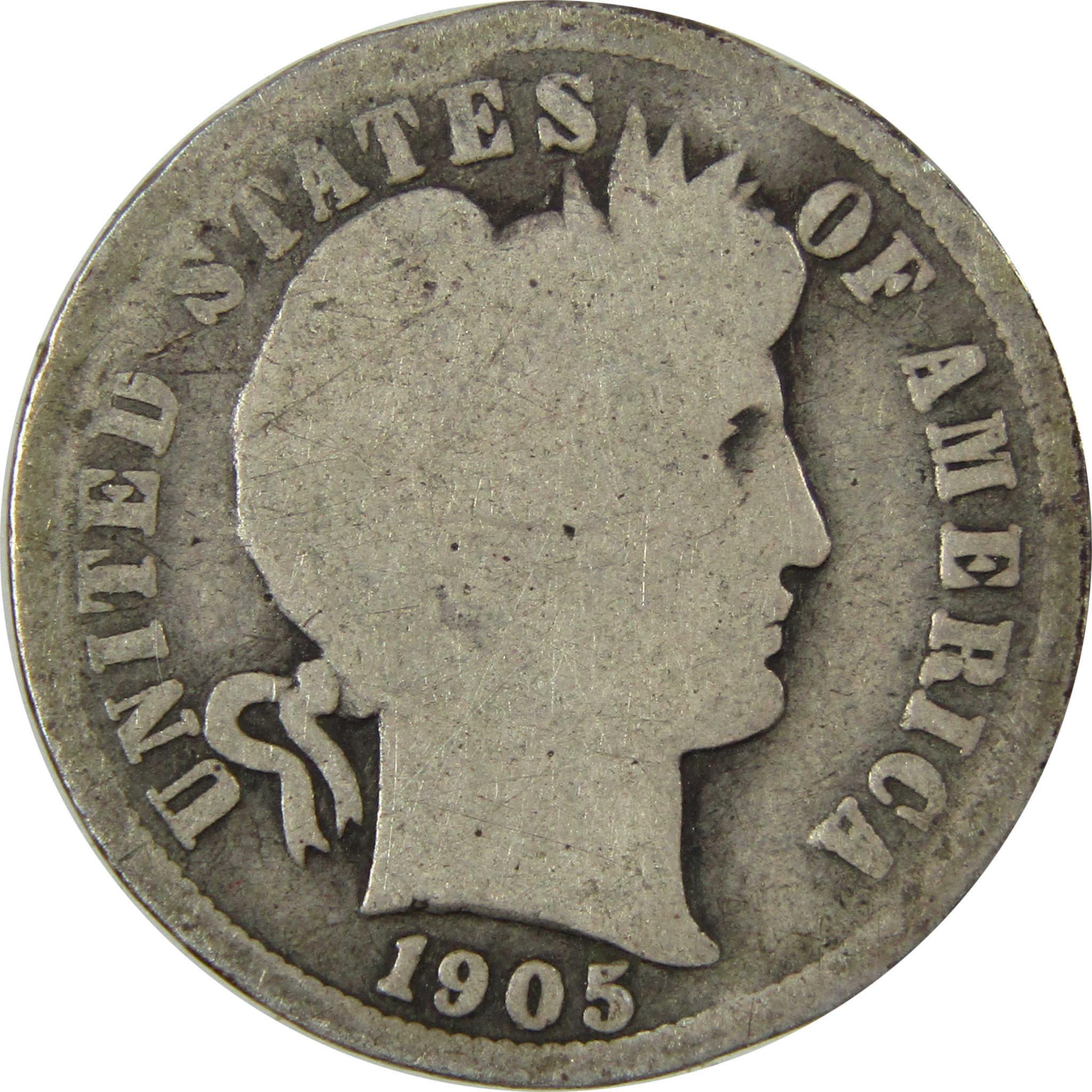 1905 O Micro O Barber Silver Dime G Good Details 10c Coin SKU:I26637