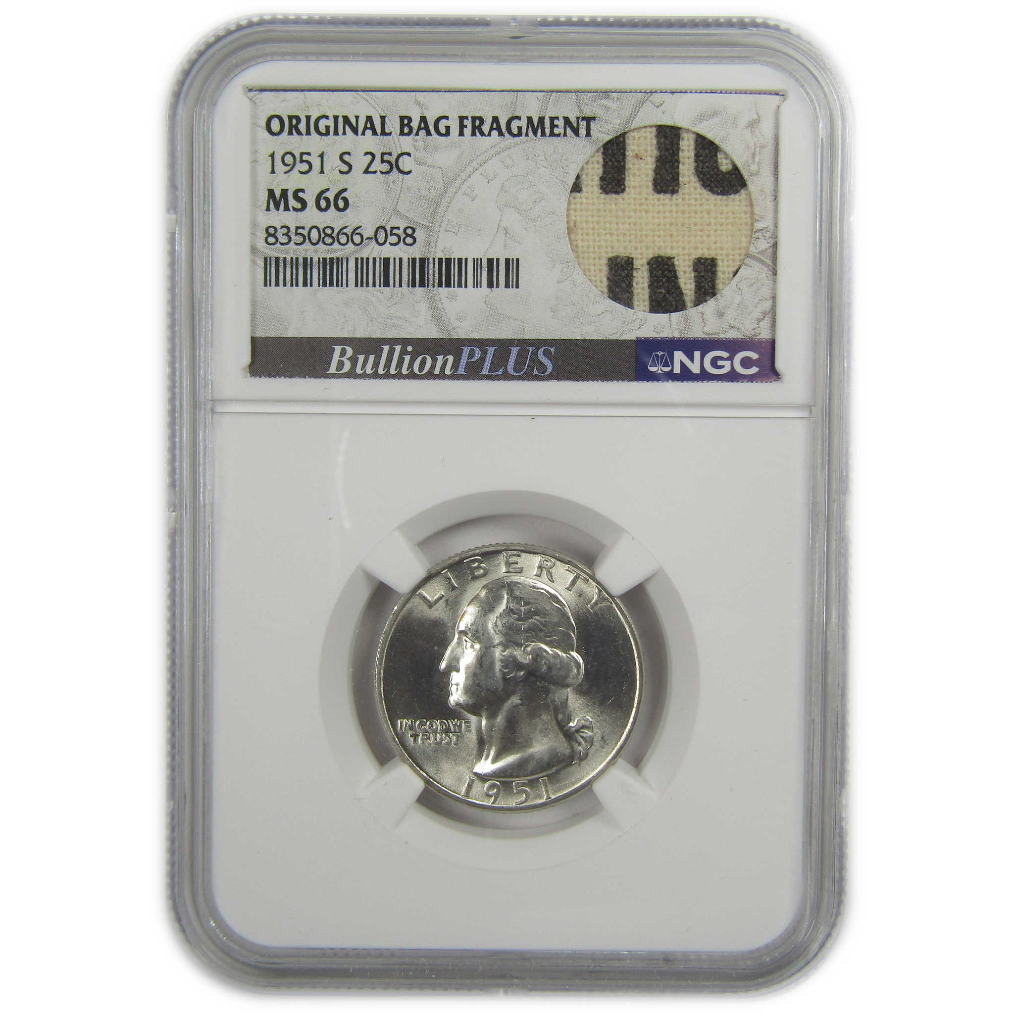 1951 S Washington Quarter MS 66 NGC Silver Bag Fragment SKU:I20520