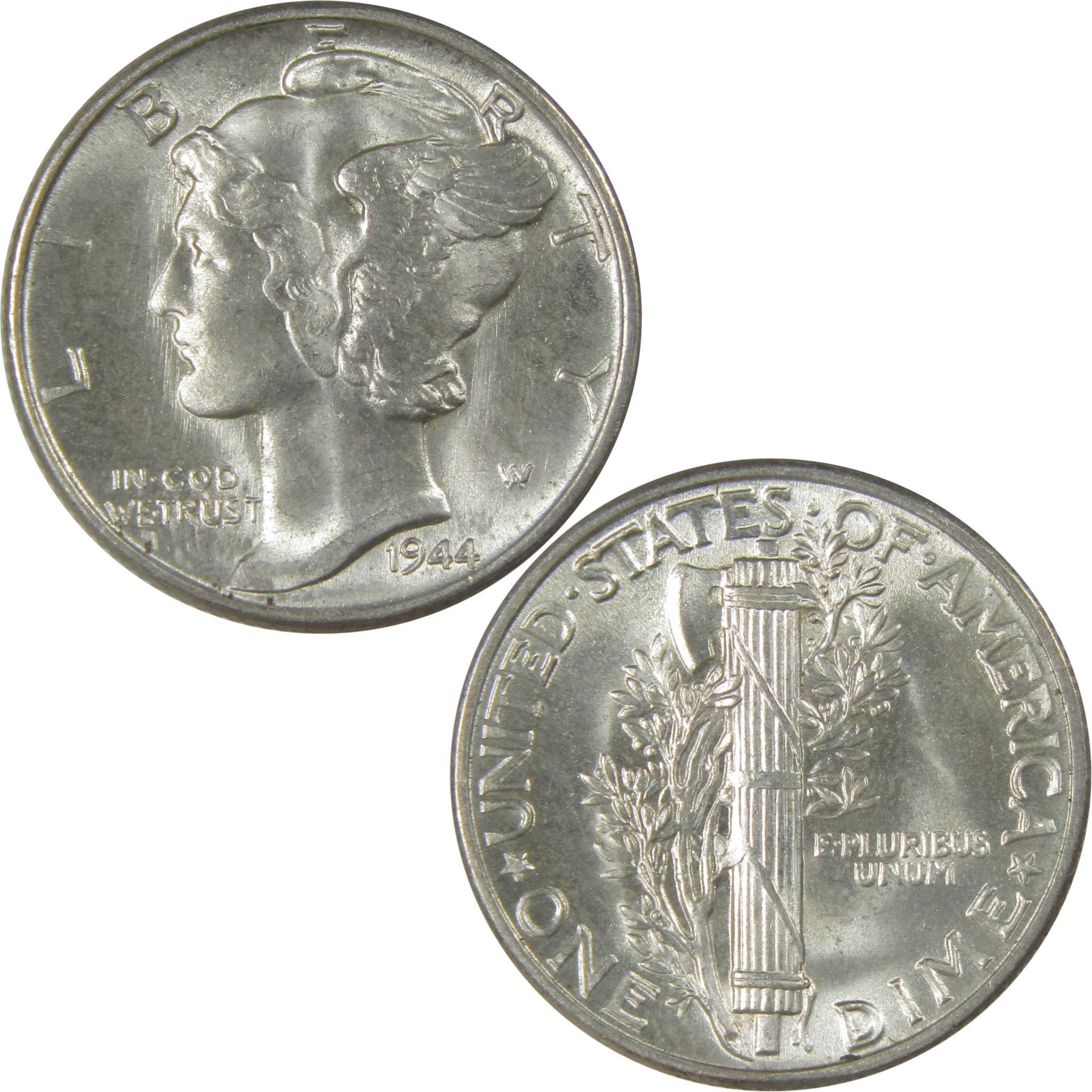 1944 Mercury Silver Dime BU Choice Uncirculated Mint State SKU:I24016