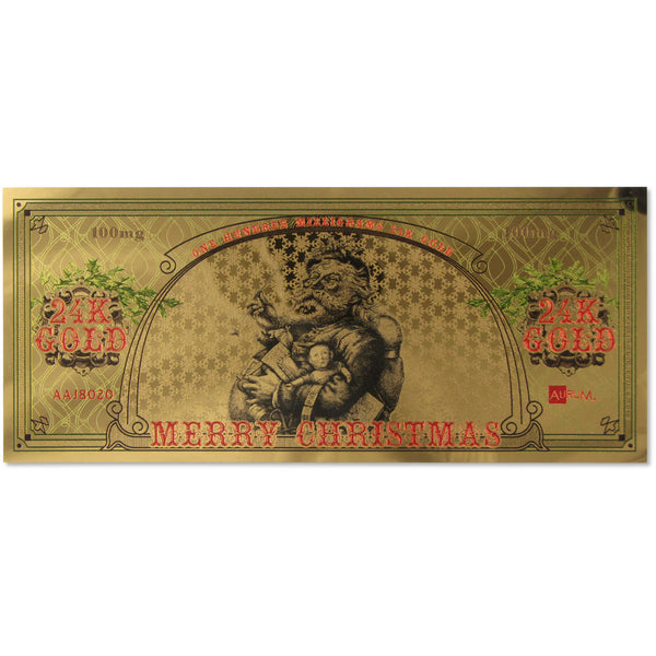 Merry Christmas Reindeer Aurum Note 100 mg 24K Gold Collectible