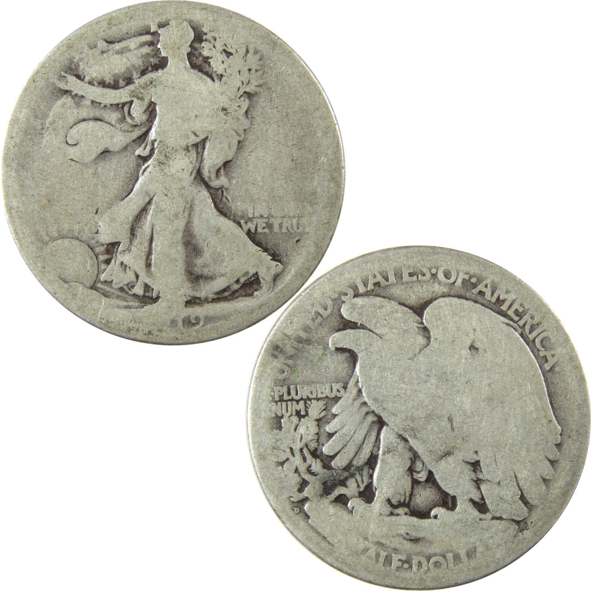 1919 D Liberty Walking Silver Half Dollar AG About Good SKU:CP1423