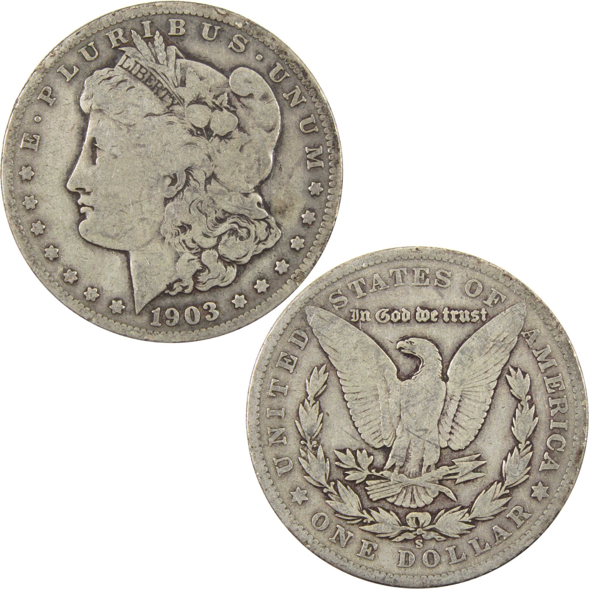 1903 S Morgan Dollar VG Very Good 90% Silver $1 Coin SKU:I10690 - Morgan coin - Morgan silver dollar - Morgan silver dollar for sale - Profile Coins & Collectibles