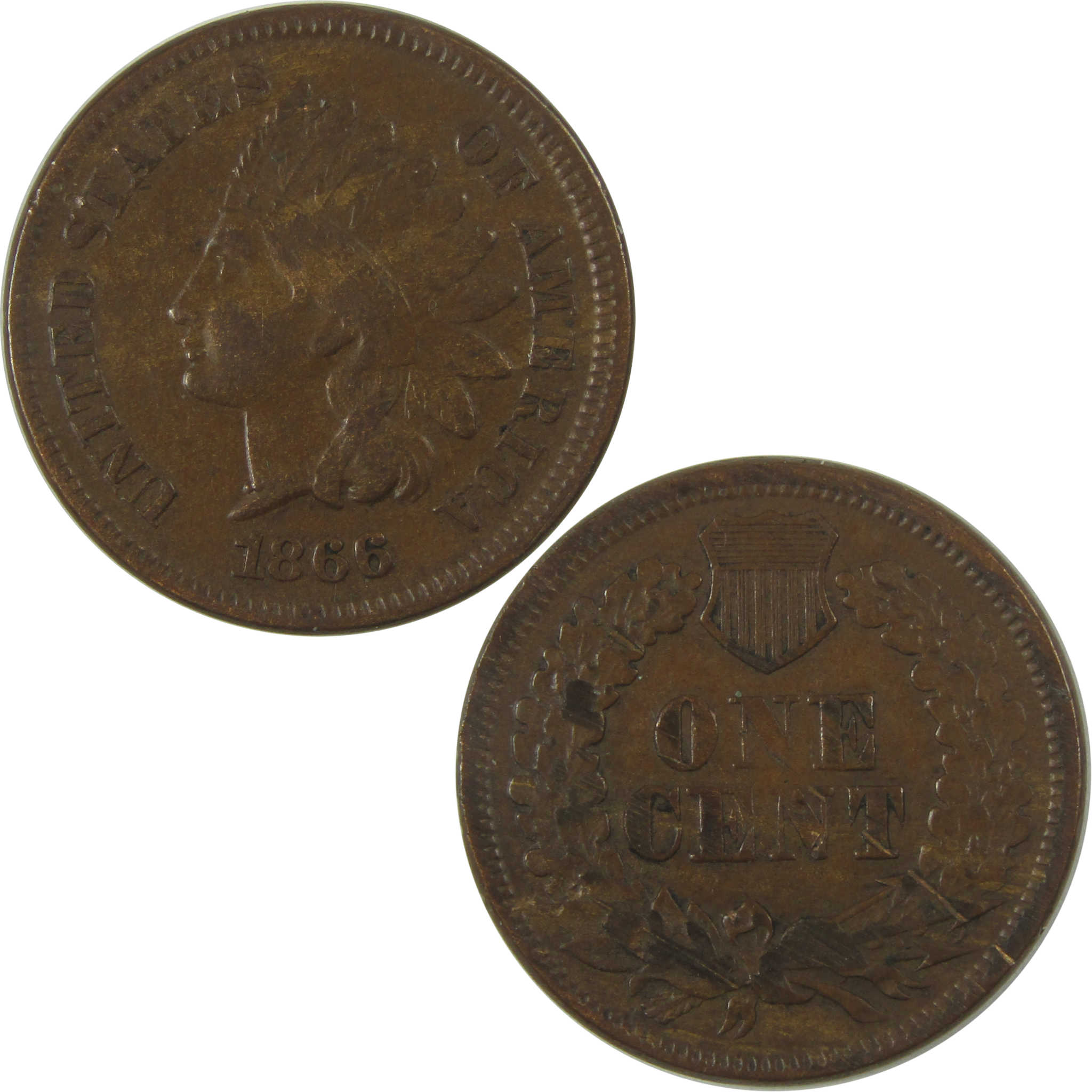 1866 Indian Head Cent XF EF Extremely Fine Details Penny SKU:I20004