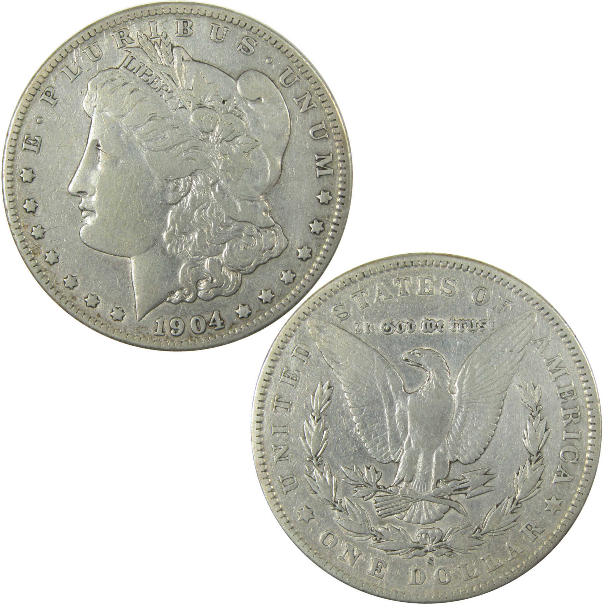 1904 S Morgan Silver Dollar VF Very Fine Details $1 Coin SKU:I28096 - Morgan coin - Morgan silver dollar - Morgan silver dollar for sale - Profile Coins & Collectibles