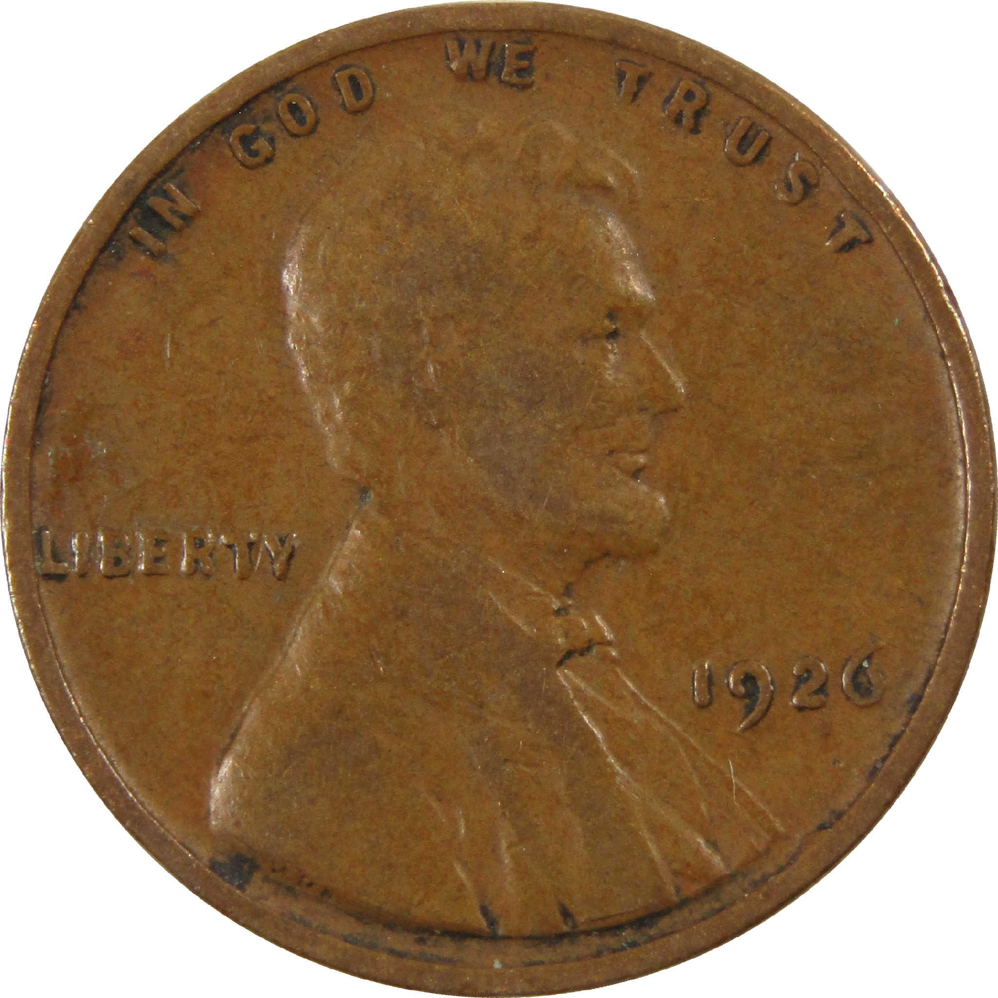 1926 Lincoln Wheat Cent F Fine Penny 1c Coin