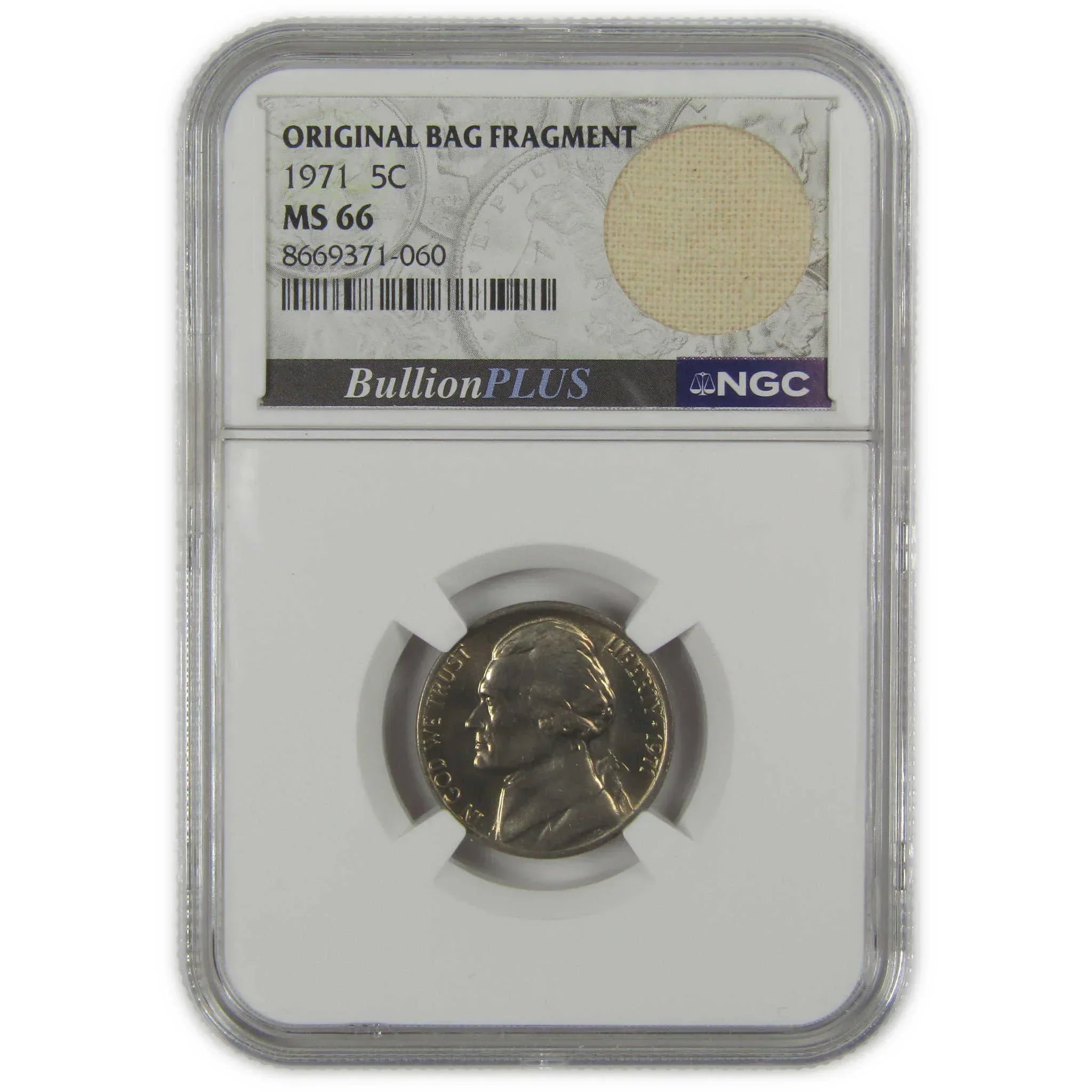 1971 Jefferson Nickel MS 66 NGC Original Bag Fragment SKU:I23485