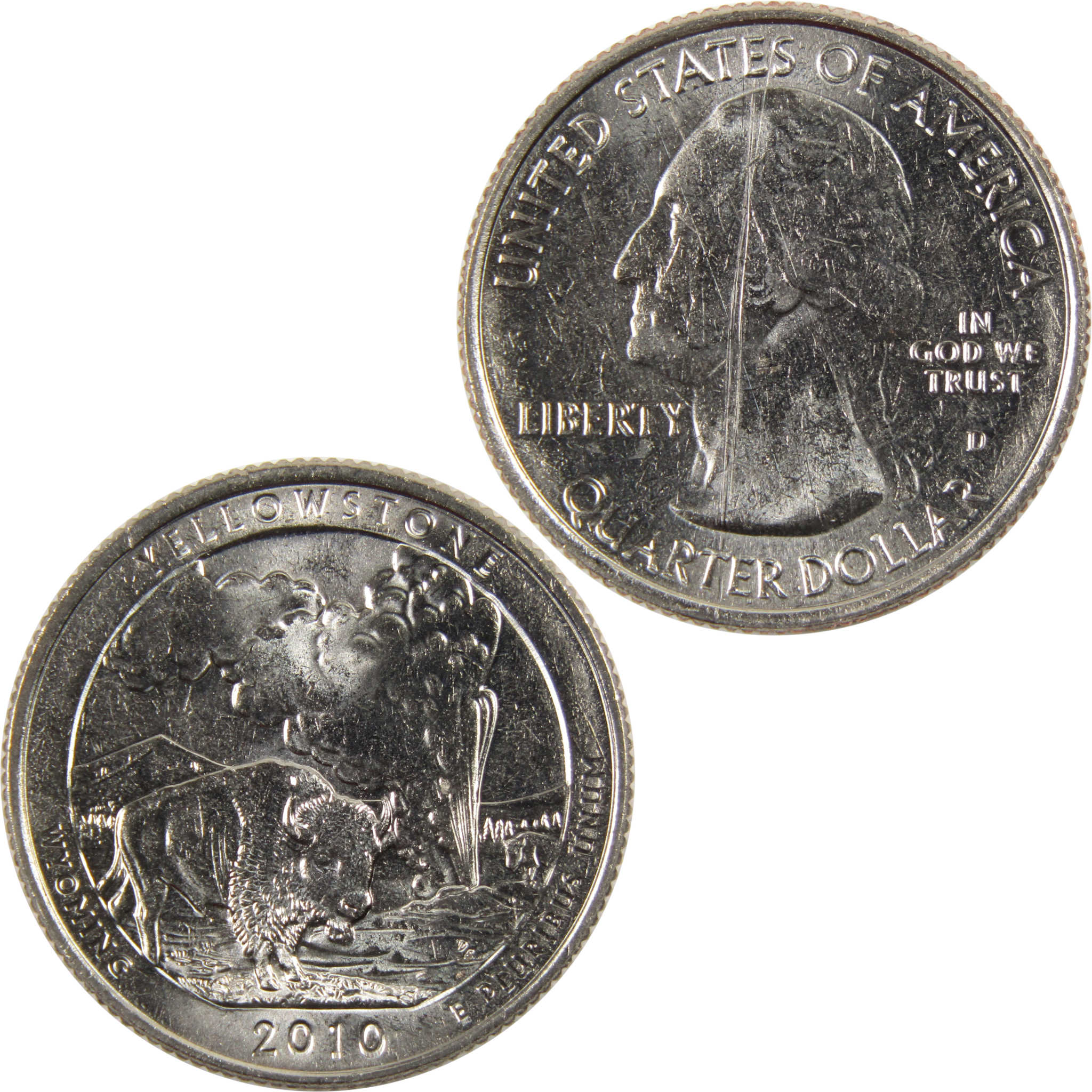 2010 D Yellowstone National Park Quarter BU Uncirculated Clad 25c Coin