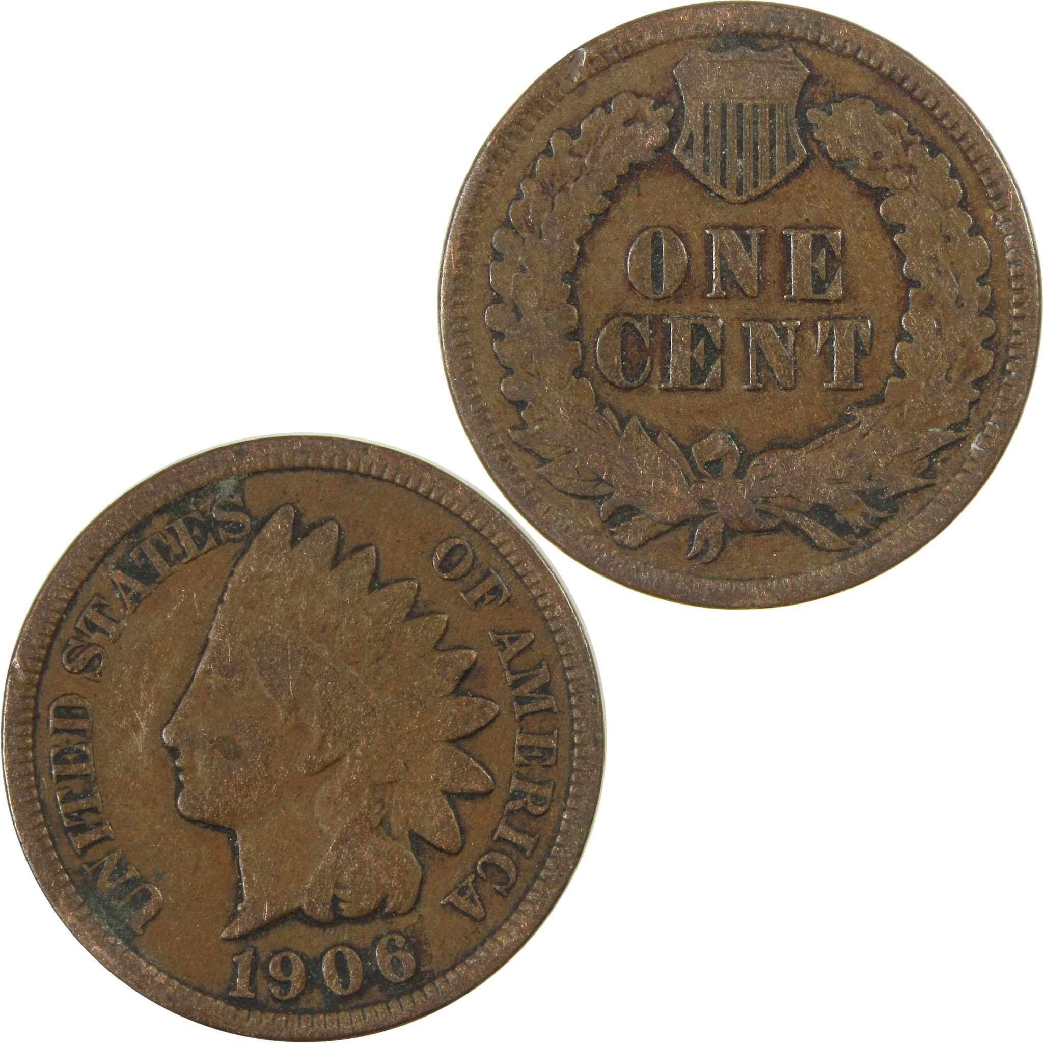1906 Indian Head Cent VG Very Good Penny 1c Coin SKU:I27060