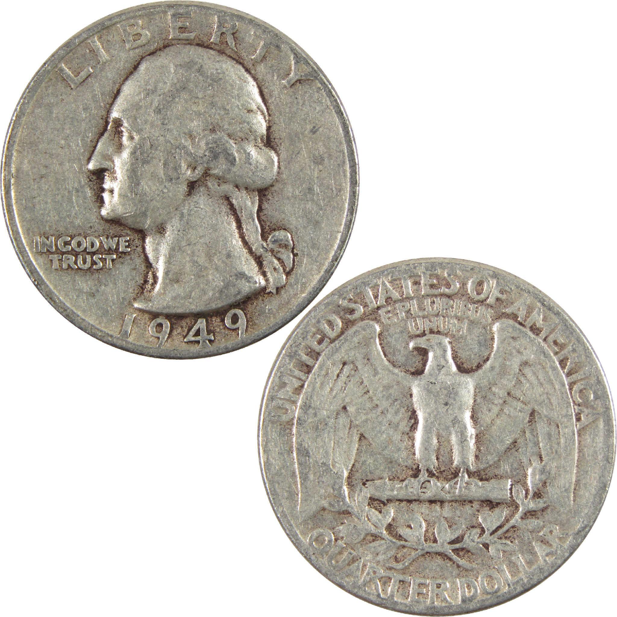 1949 Washington Quarter Circulated Silver 25c Coin Collectible