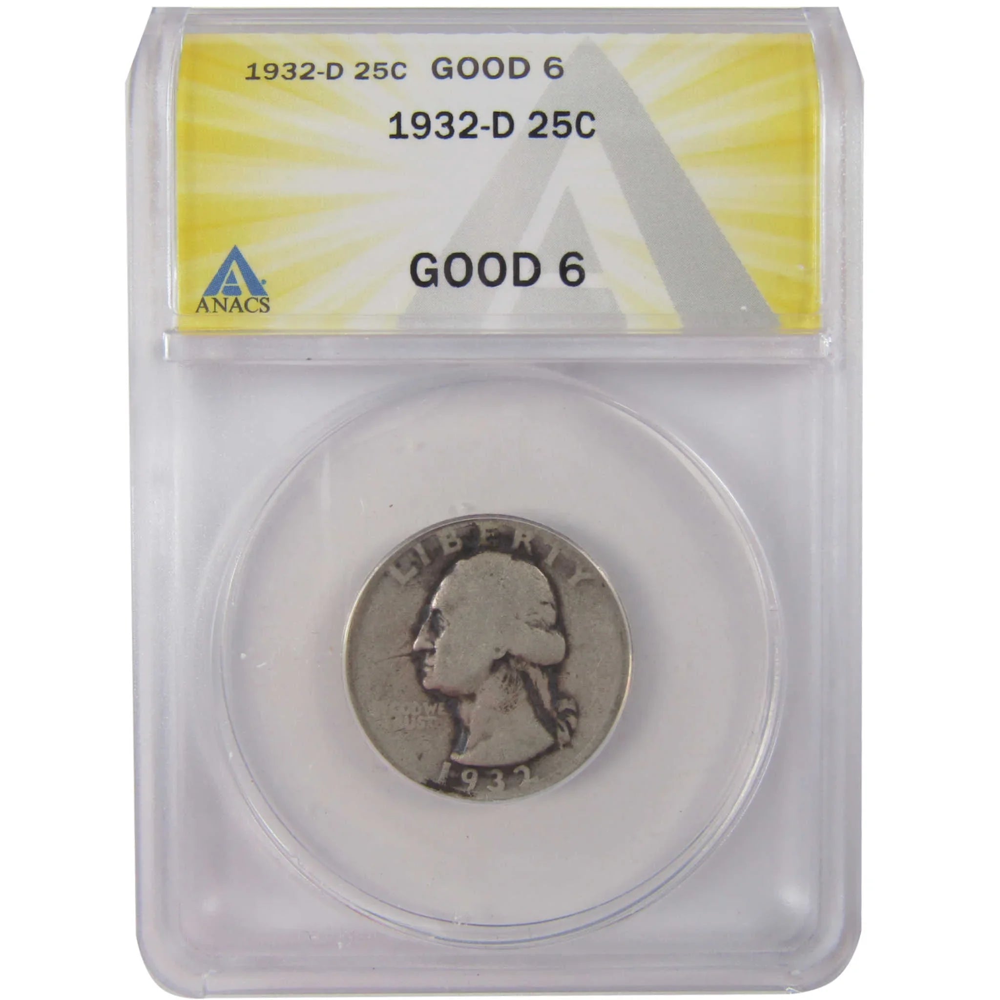 1932 D Washington Silver Quarter G 6 ANACS 25c Coin SKU:I25605