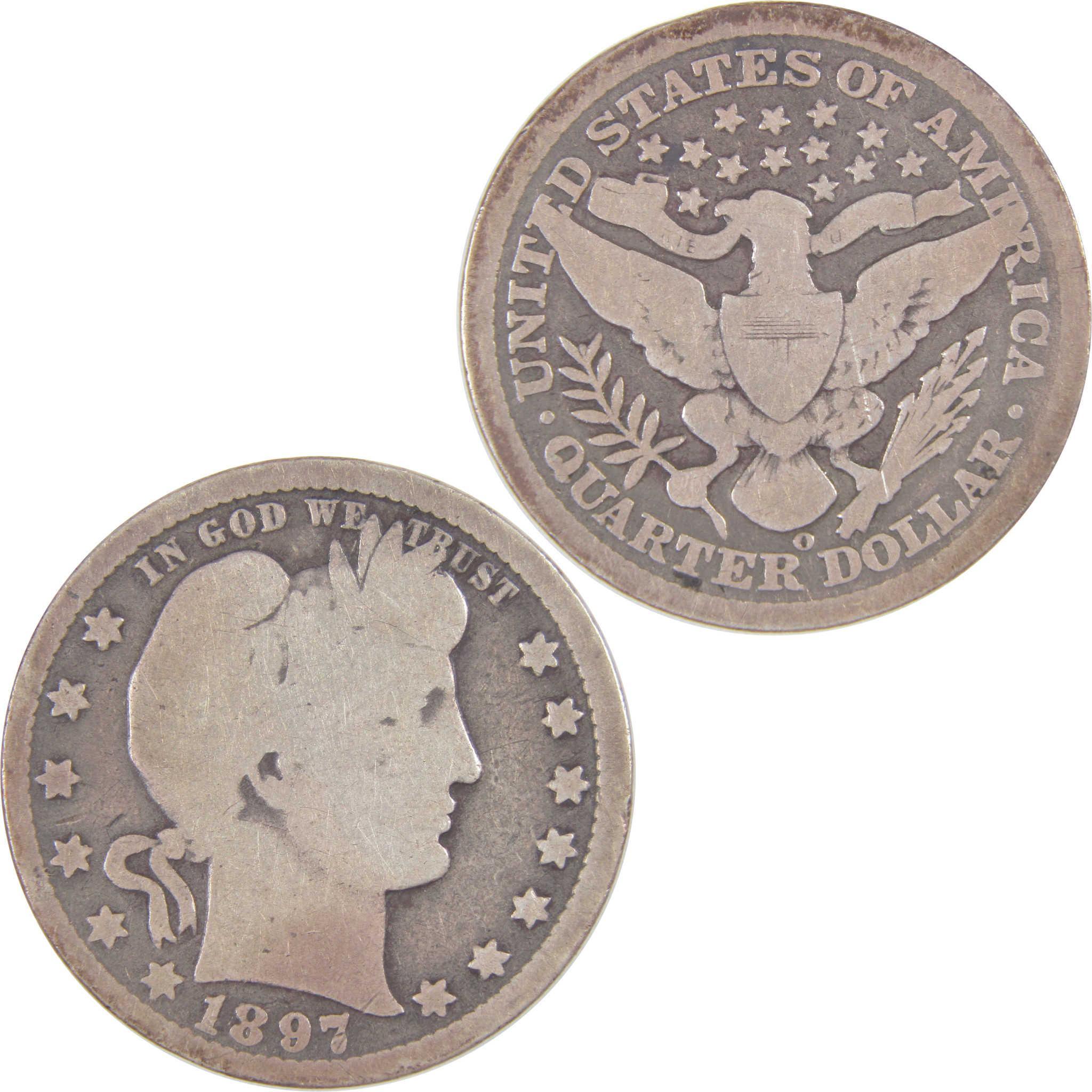 1897 O Barber Quarter G Good Silver 25c Coin SKU:I17201