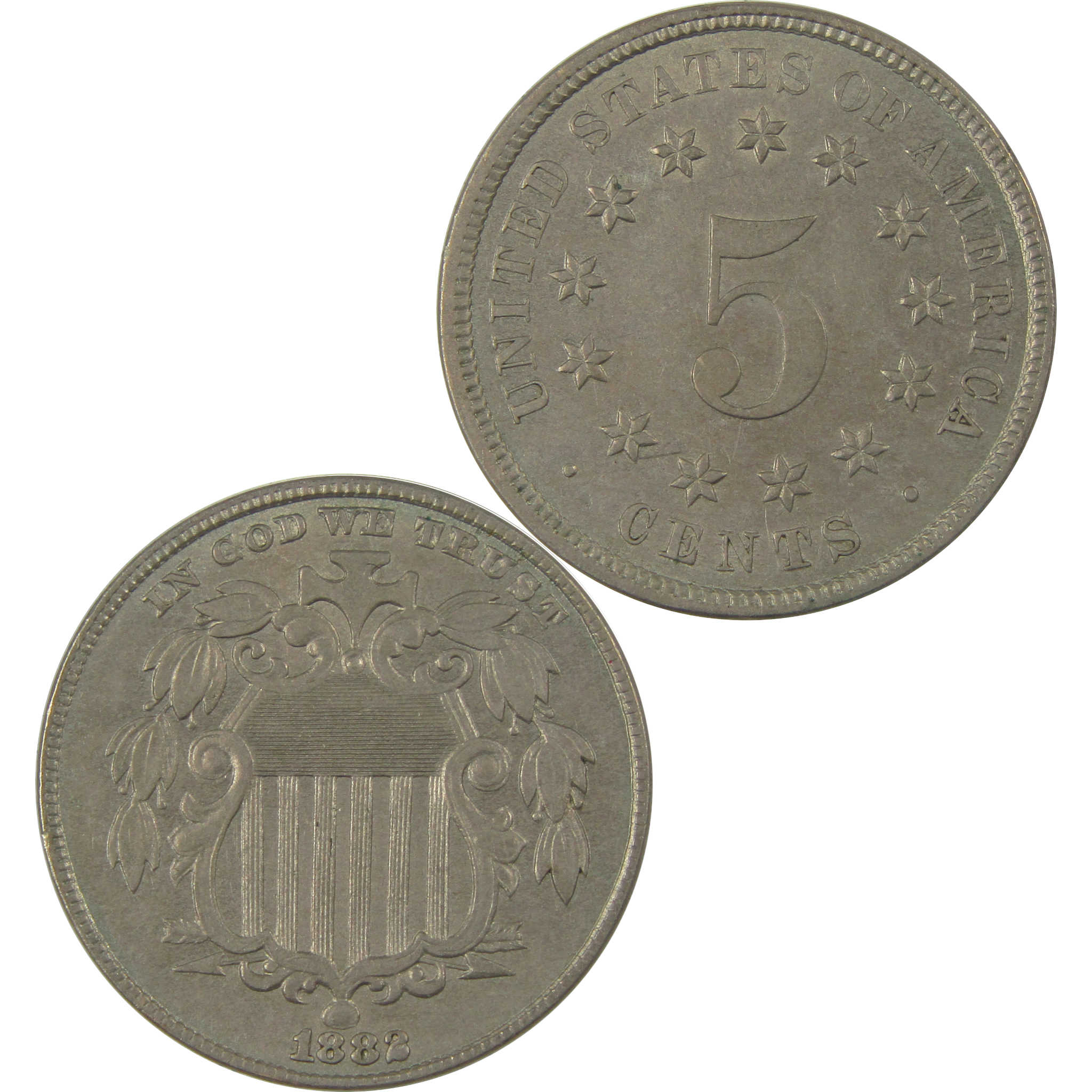 1882 Shield Nickel AU About Uncirculated 5c Coin SKU:I21205