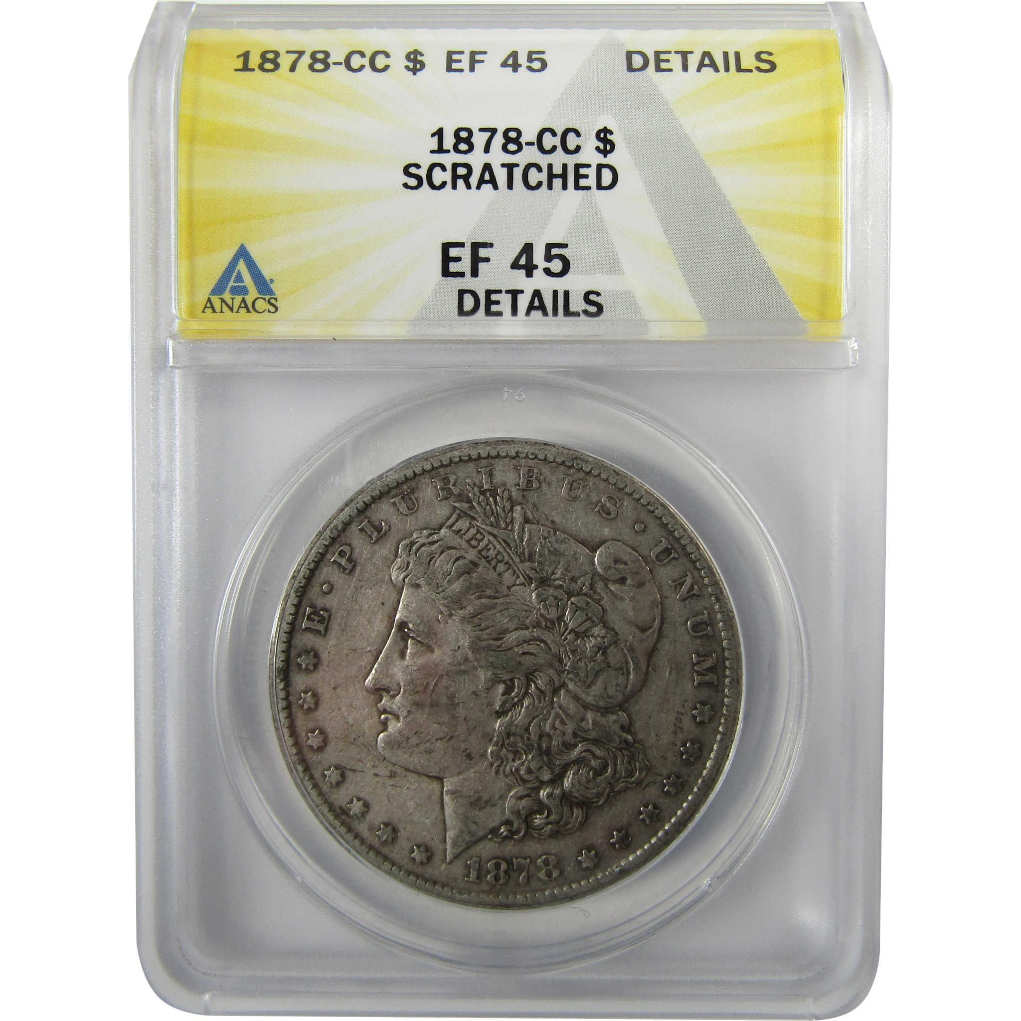 1878 CC Morgan Silver Dollar EF 45 Details ANACS $1 Coin SKU:I28039 - Morgan coin - Morgan silver dollar - Morgan silver dollar for sale - Profile Coins & Collectibles