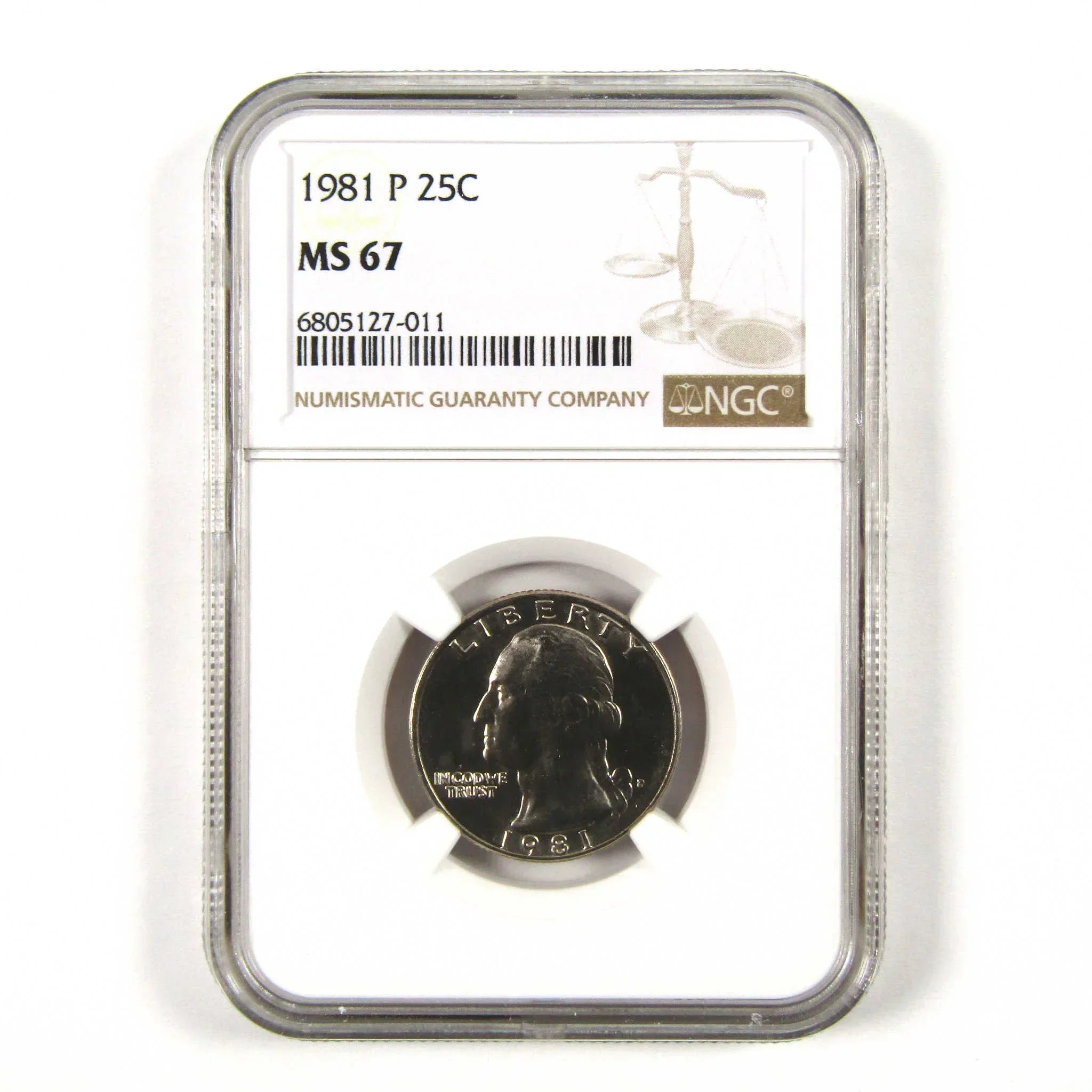 1981 P Washington Quarter MS 67 NGC Clad 25c Uncirculated SKU:I9542